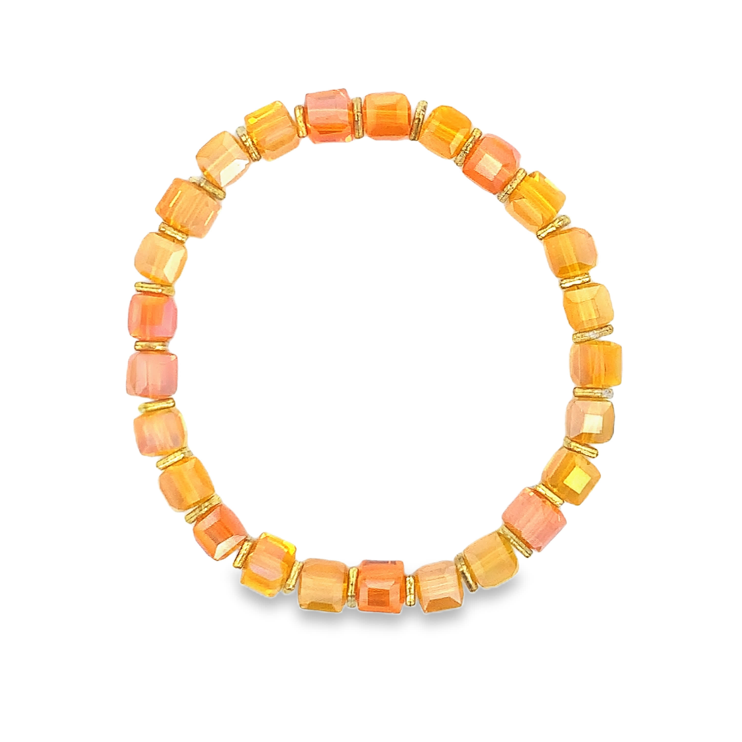 Bransoletka z koralików z pomarańczowego kwarcu z akcentami z żółtego złota
