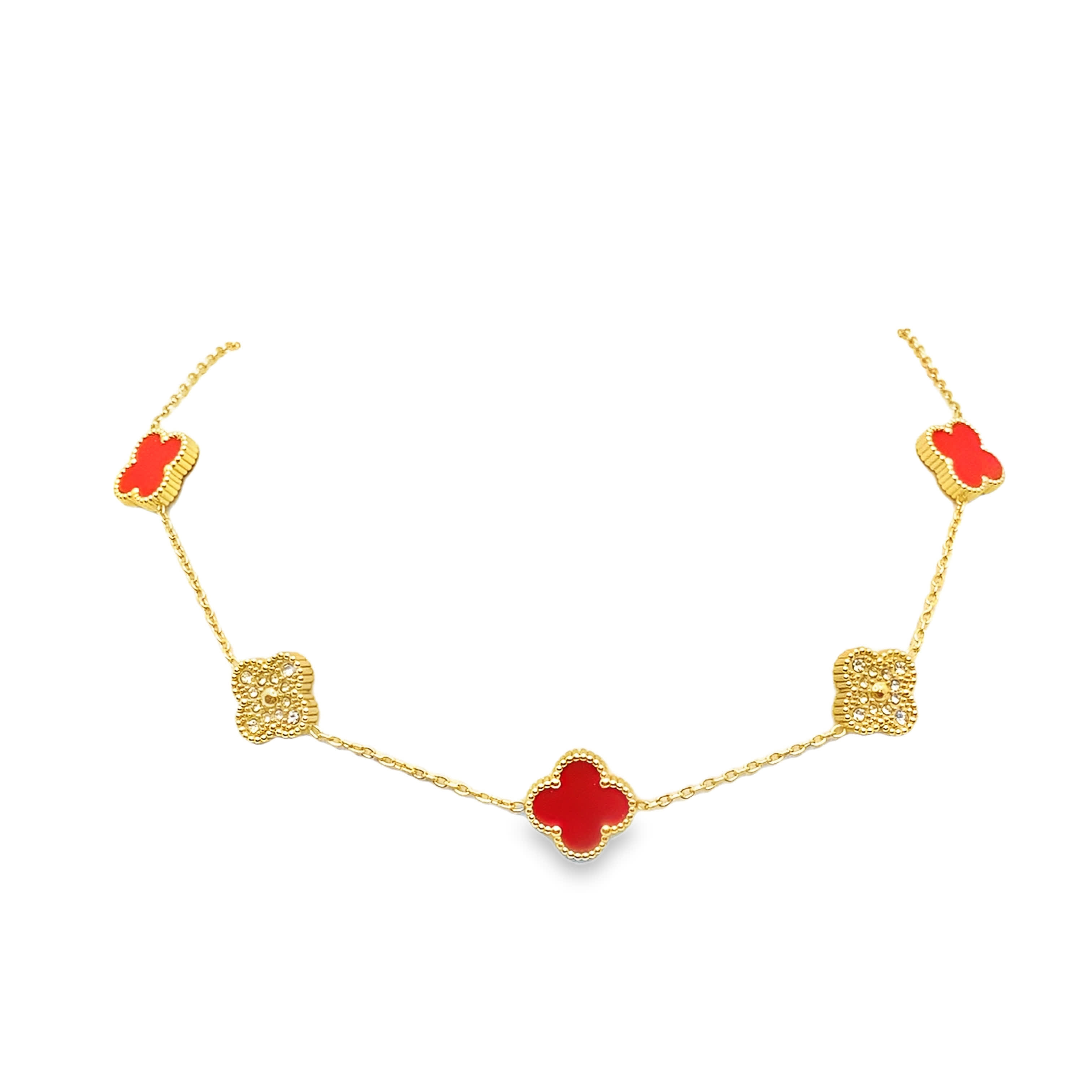 Naszyjnik z żółtego złota z czterolistną koniczyną