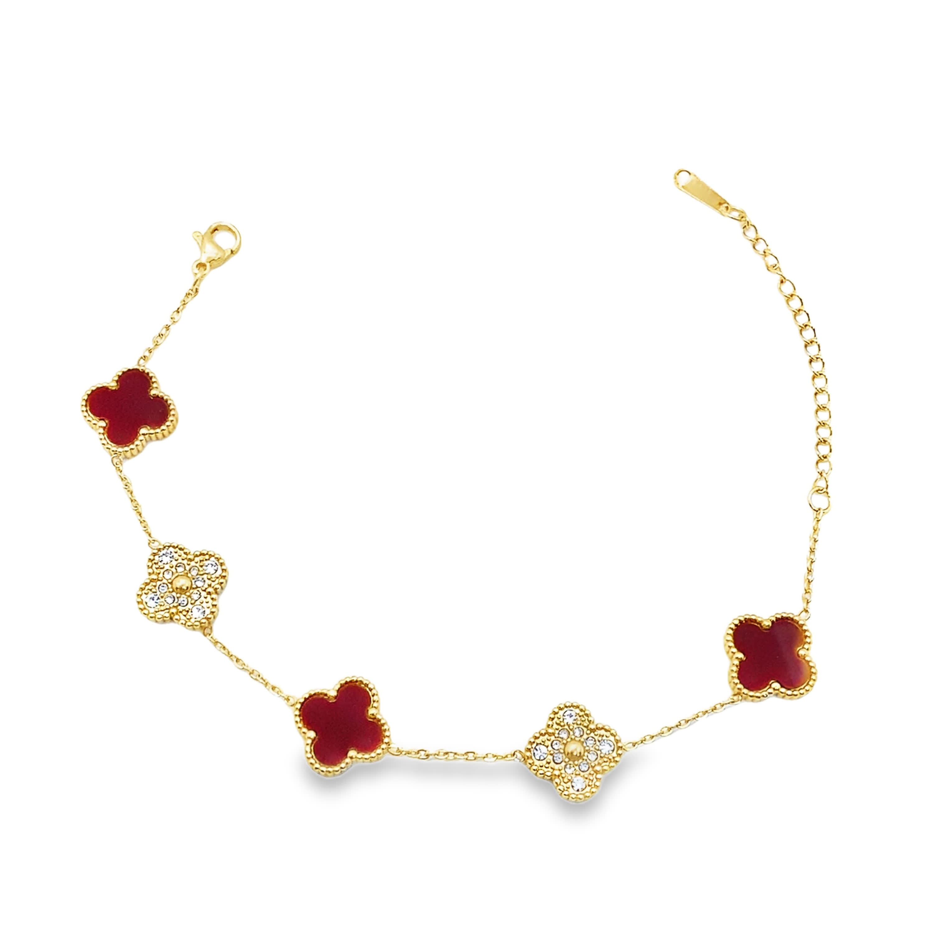 Bransoletka z łańcuszkiem z żółtego złota z motywem koniczyny