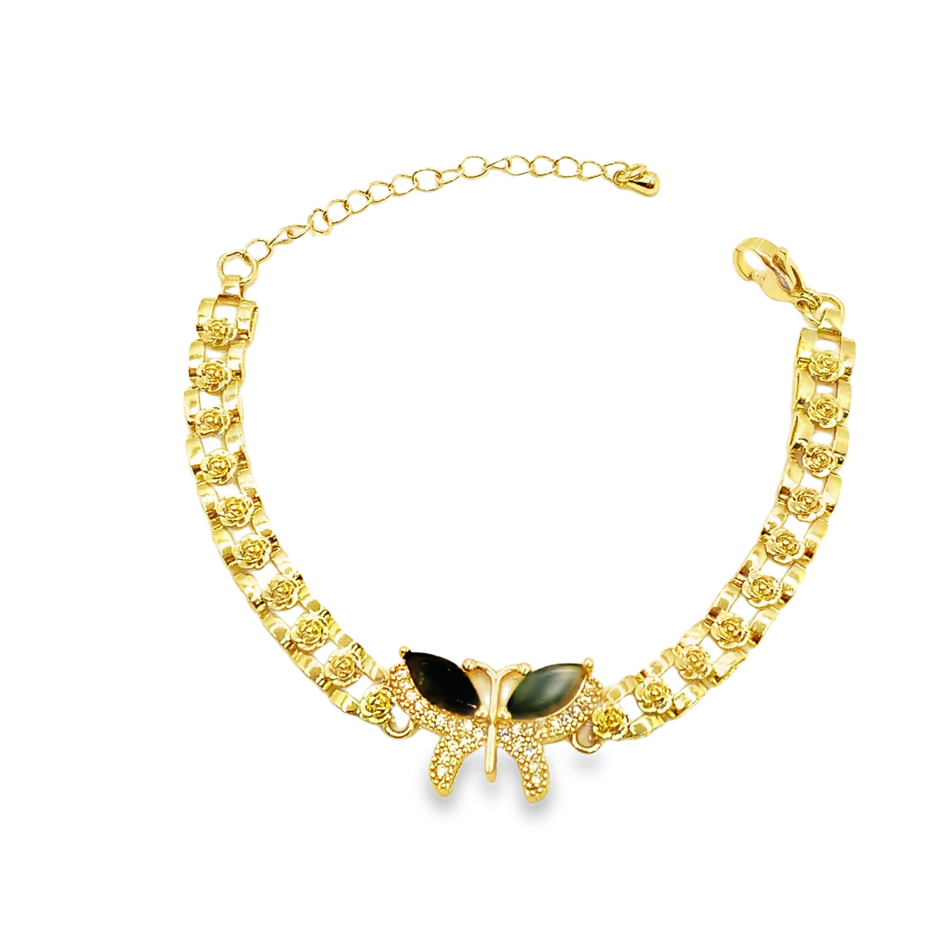 Bransoletka z żółtego złota z owalnym akcentem onyksowym