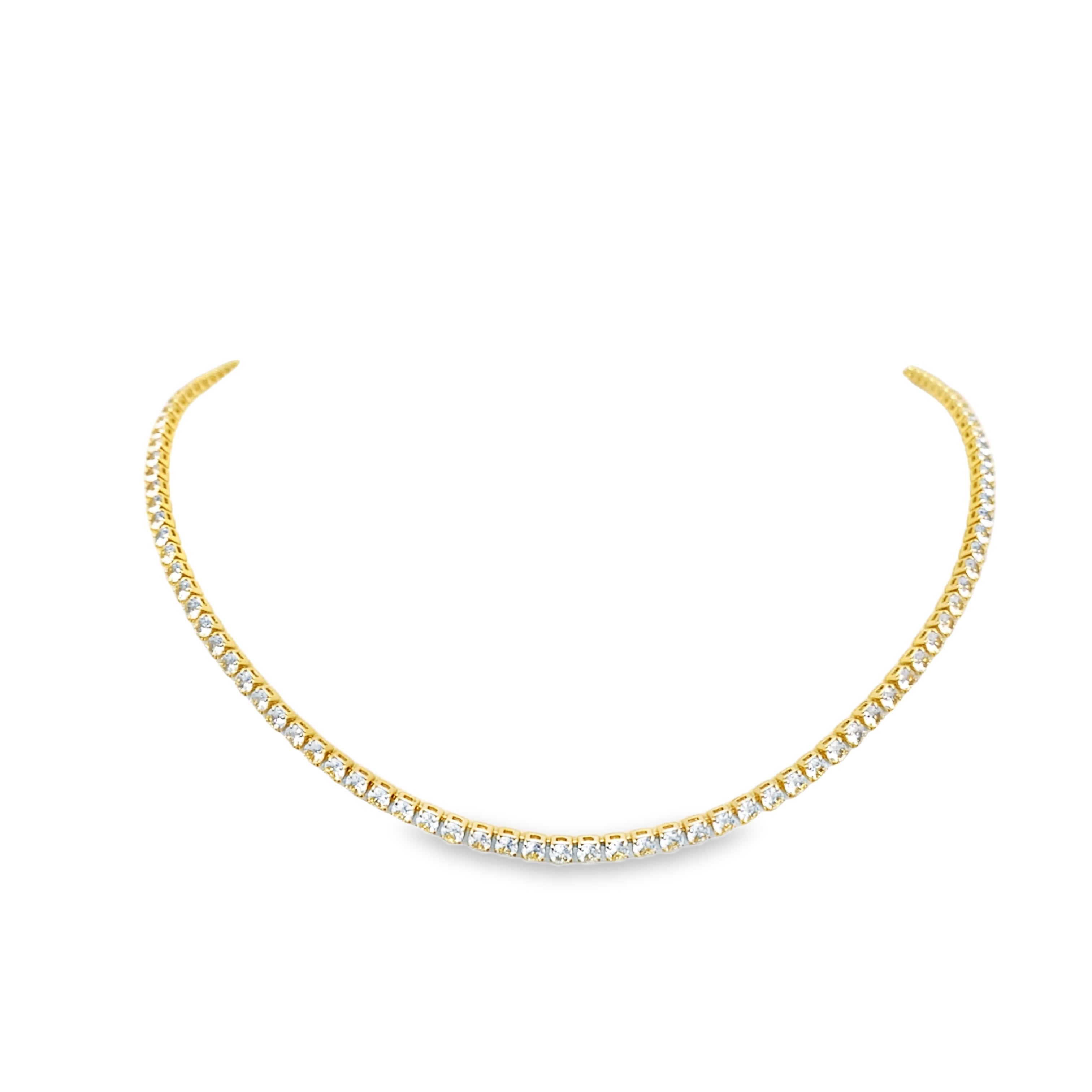 Naszyjnik tenisowy z żółtego złota z diamentami i okrągłymi diamentami o szlifie brylantowym