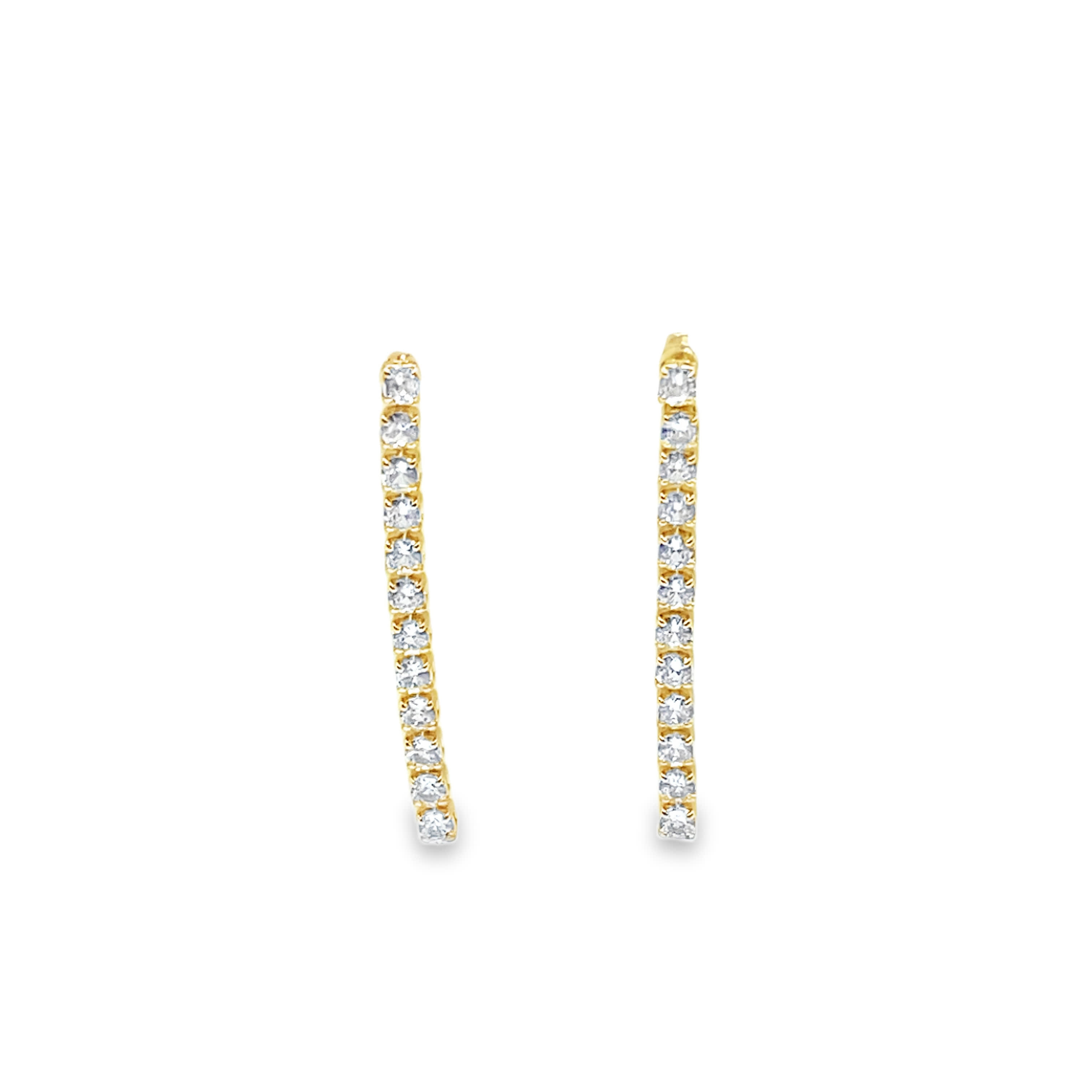 Kolczyki wiszące z żółtego złota z kwadratowymi diamentami