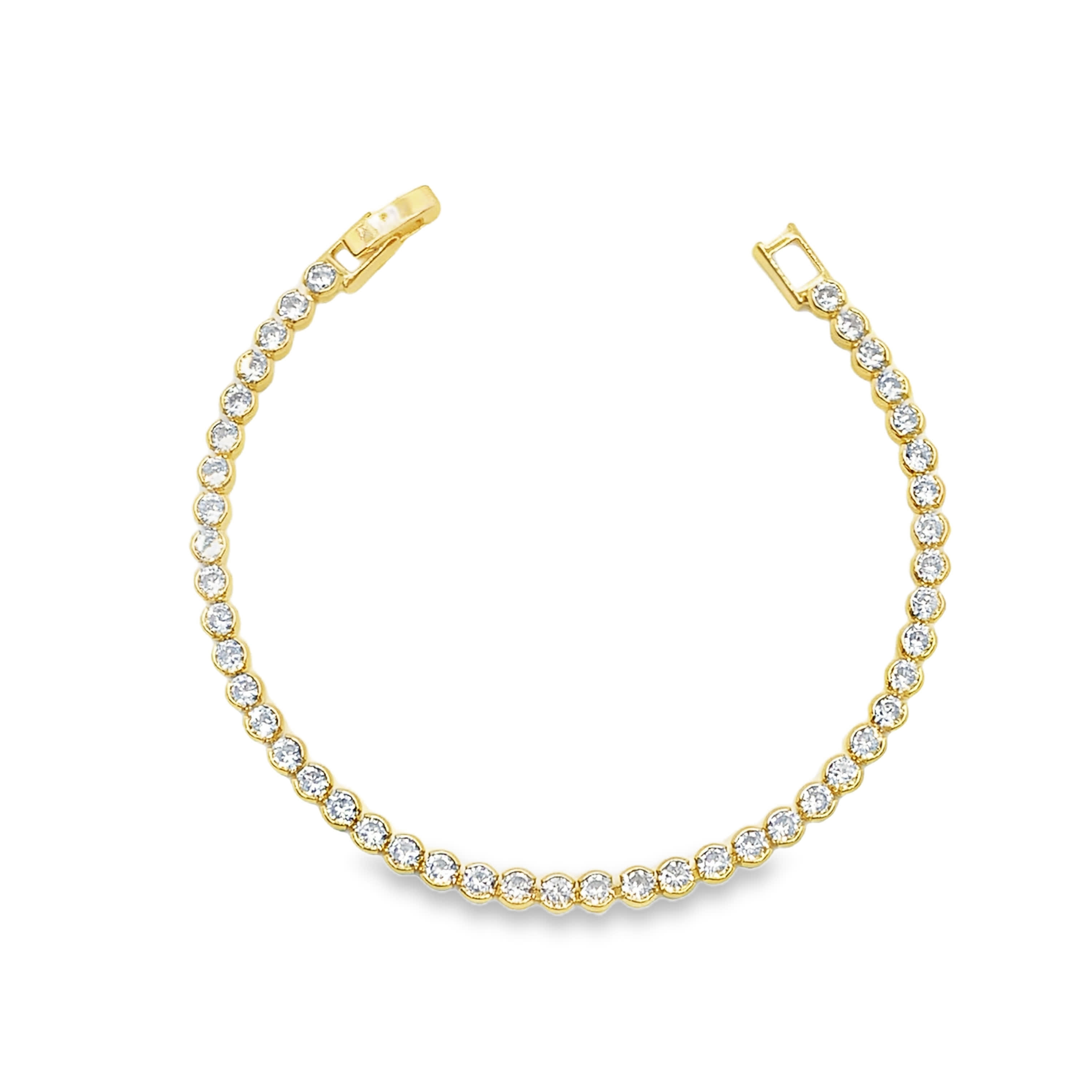 Bransoletka tenisowa z żółtego złota z diamentami i okrągłym szlifem brylantowym