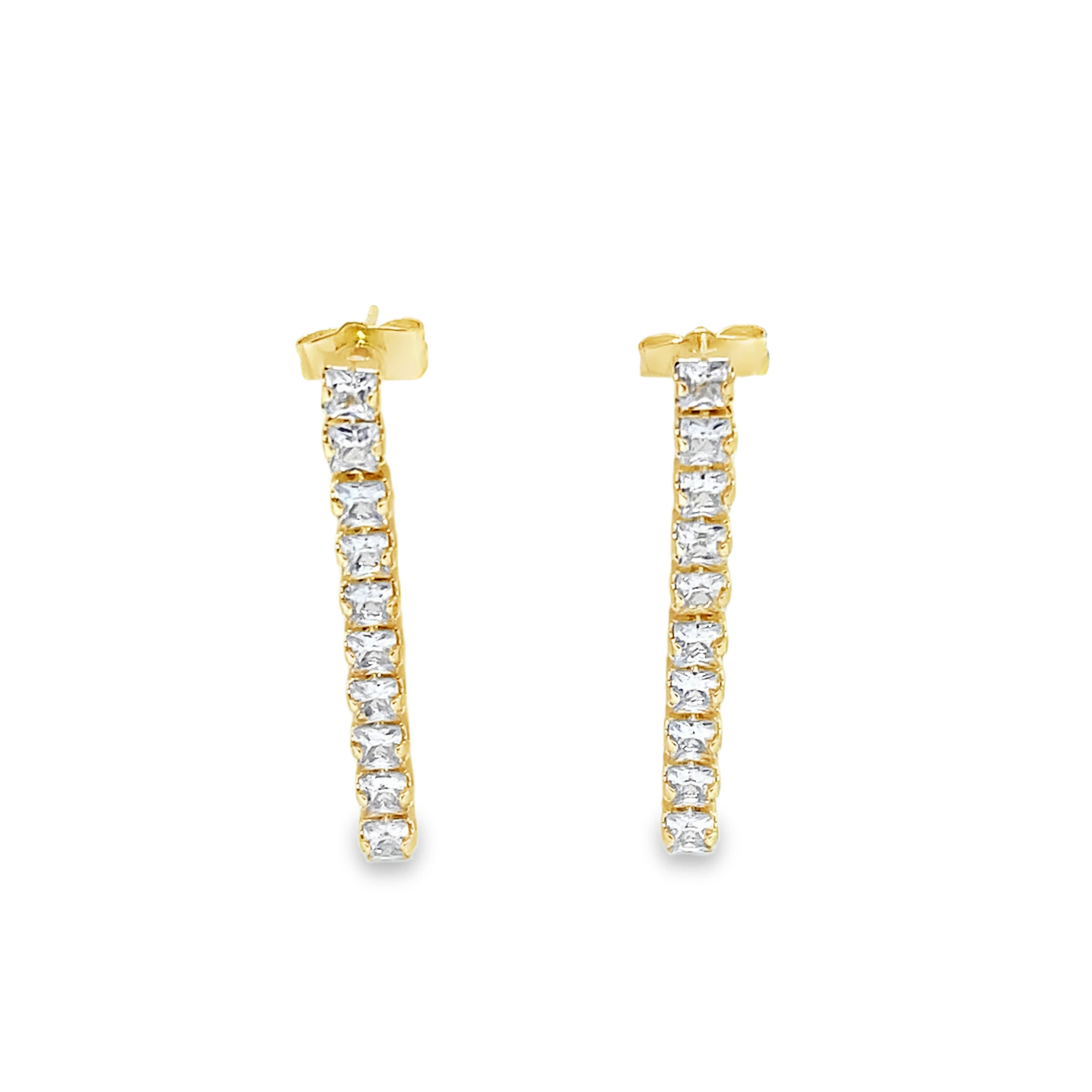 Kolczyki wiszące z żółtego złota z kwadratowymi diamentami