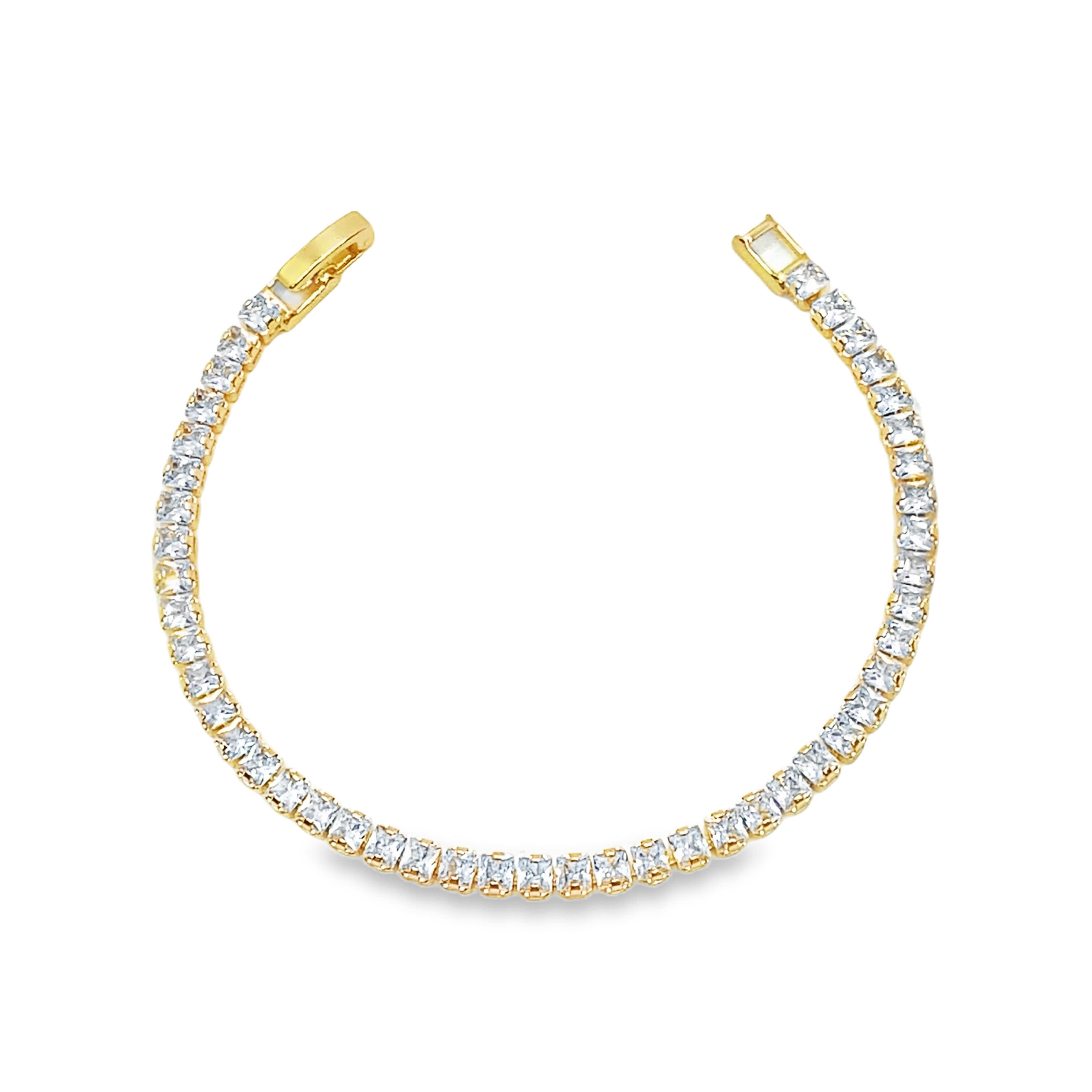 Bransoletka tenisowa z żółtego złota z kwadratowymi diamentami