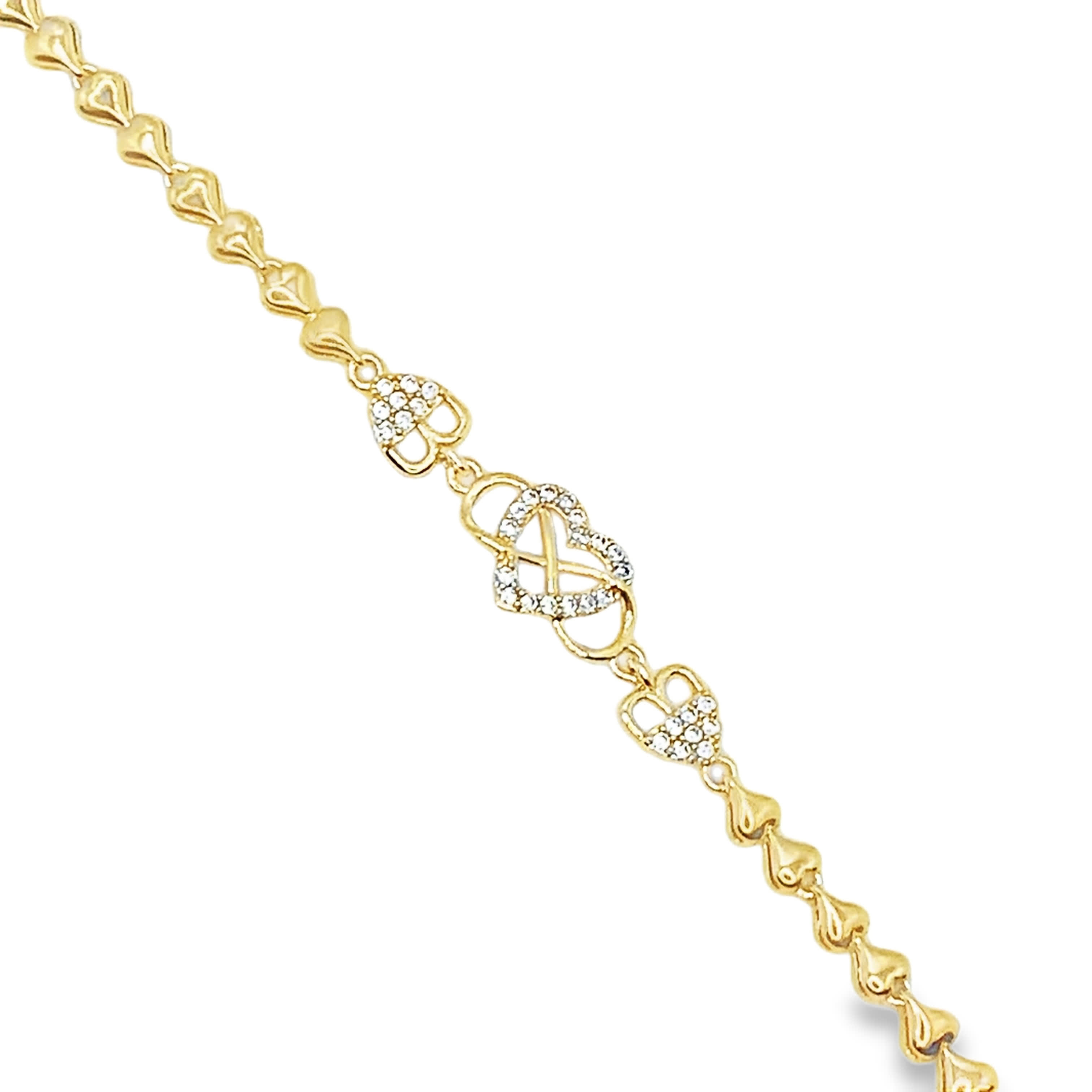 Bransoletka z żółtego złota z łańcuszkiem i diamentem w kształcie serca