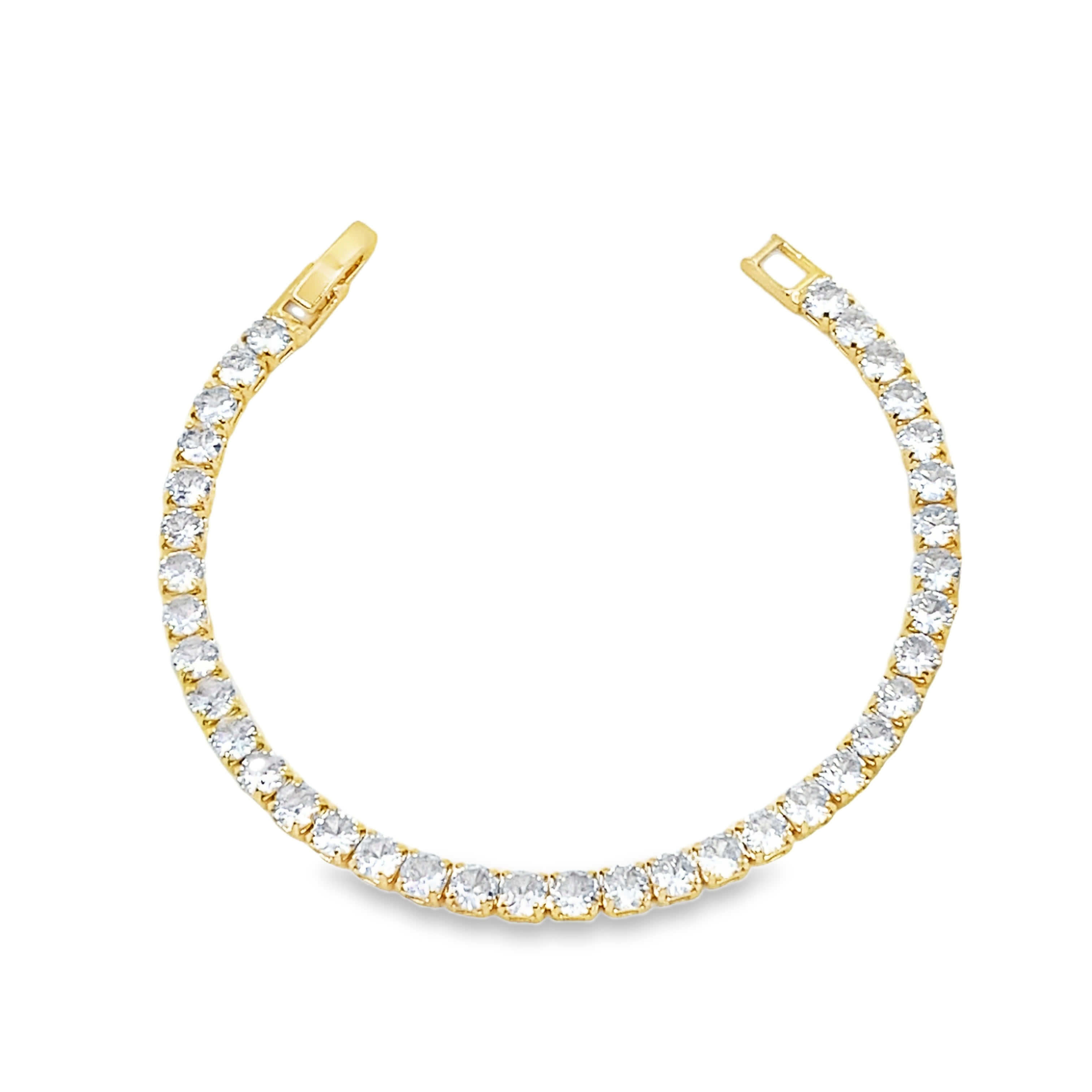 Bransoletka tenisowa z żółtego złota z okrągłymi diamentami