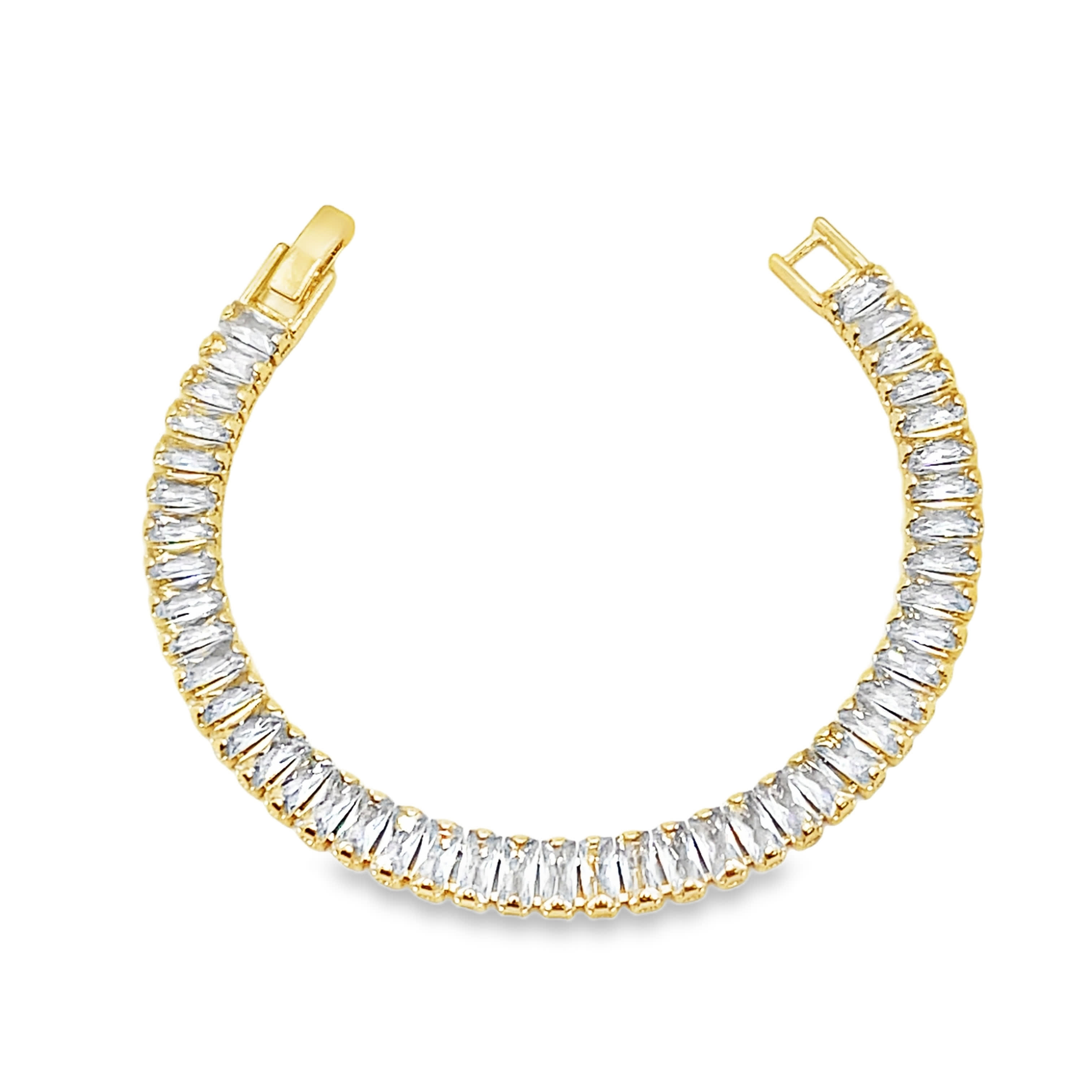 Bransoletka tenisowa z żółtego złota z diamentami o szlifie bagietkowym