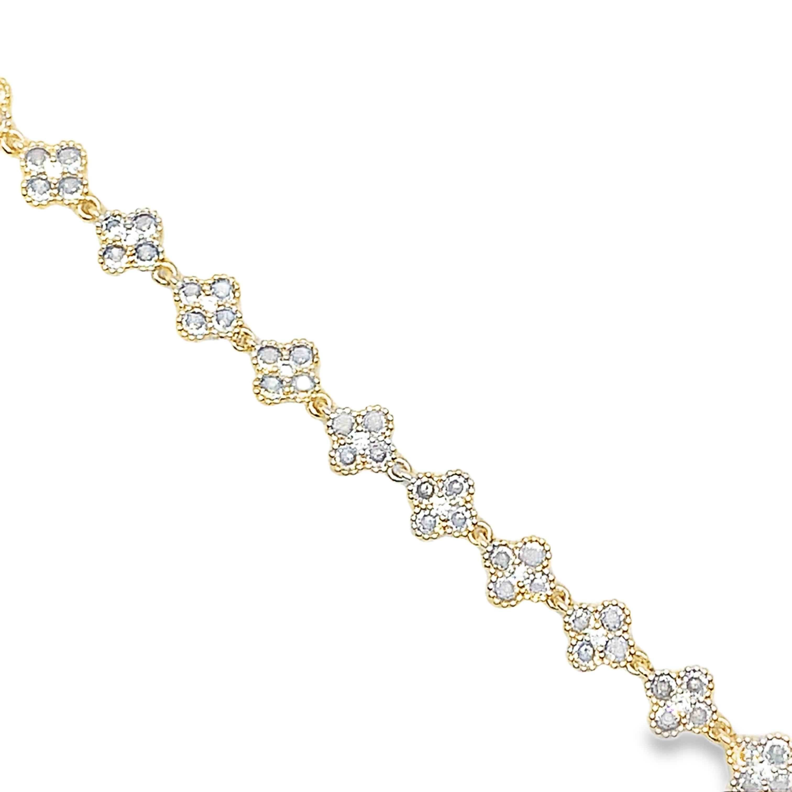 Bransoletka z łańcuszkiem z żółtego złota i diamentowej koniczyny