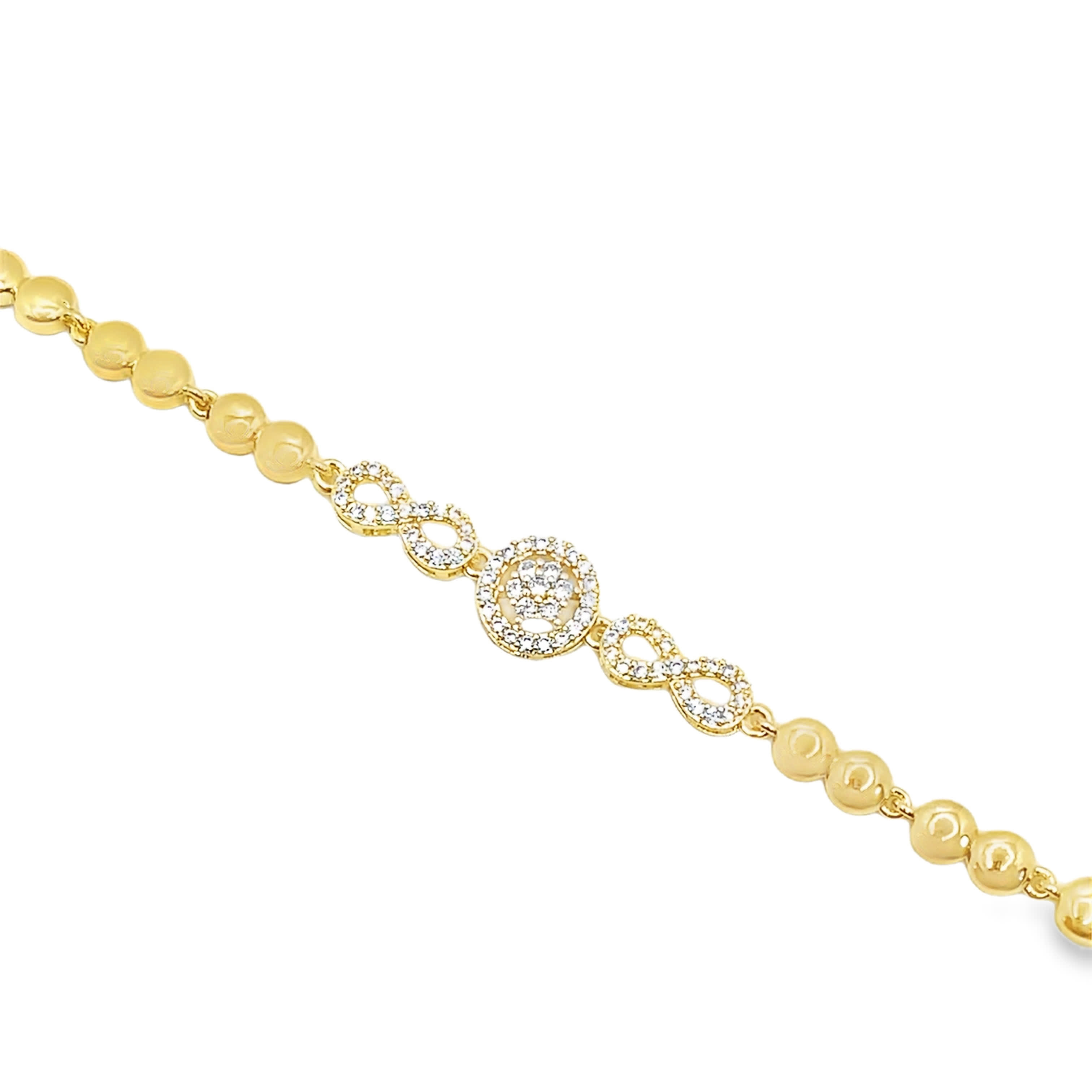 Bransoletka z koralików z żółtego złota z okrągłym diamentem o szlifie brylantowym