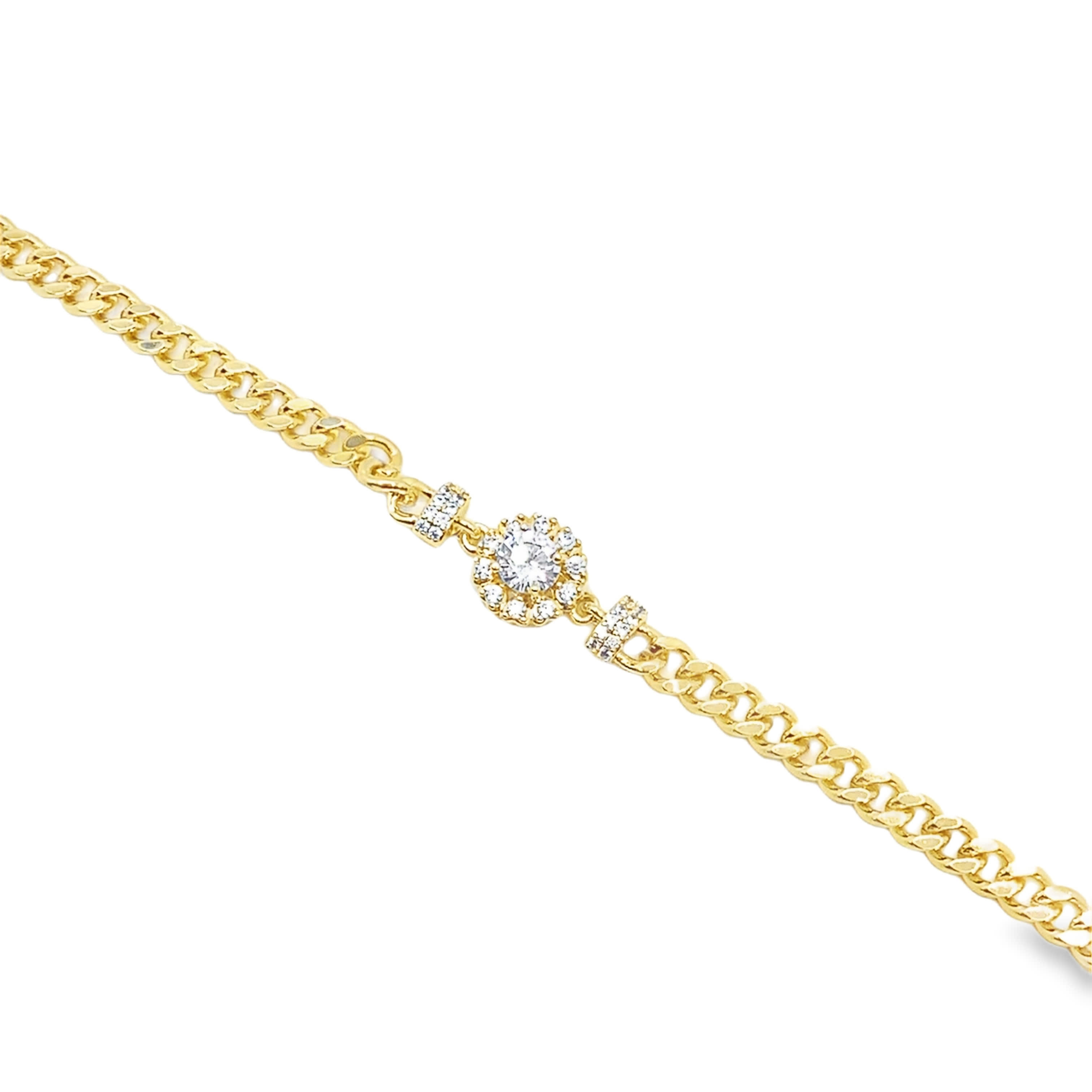 Bransoletka z żółtego złota z okrągłym diamentem w środku