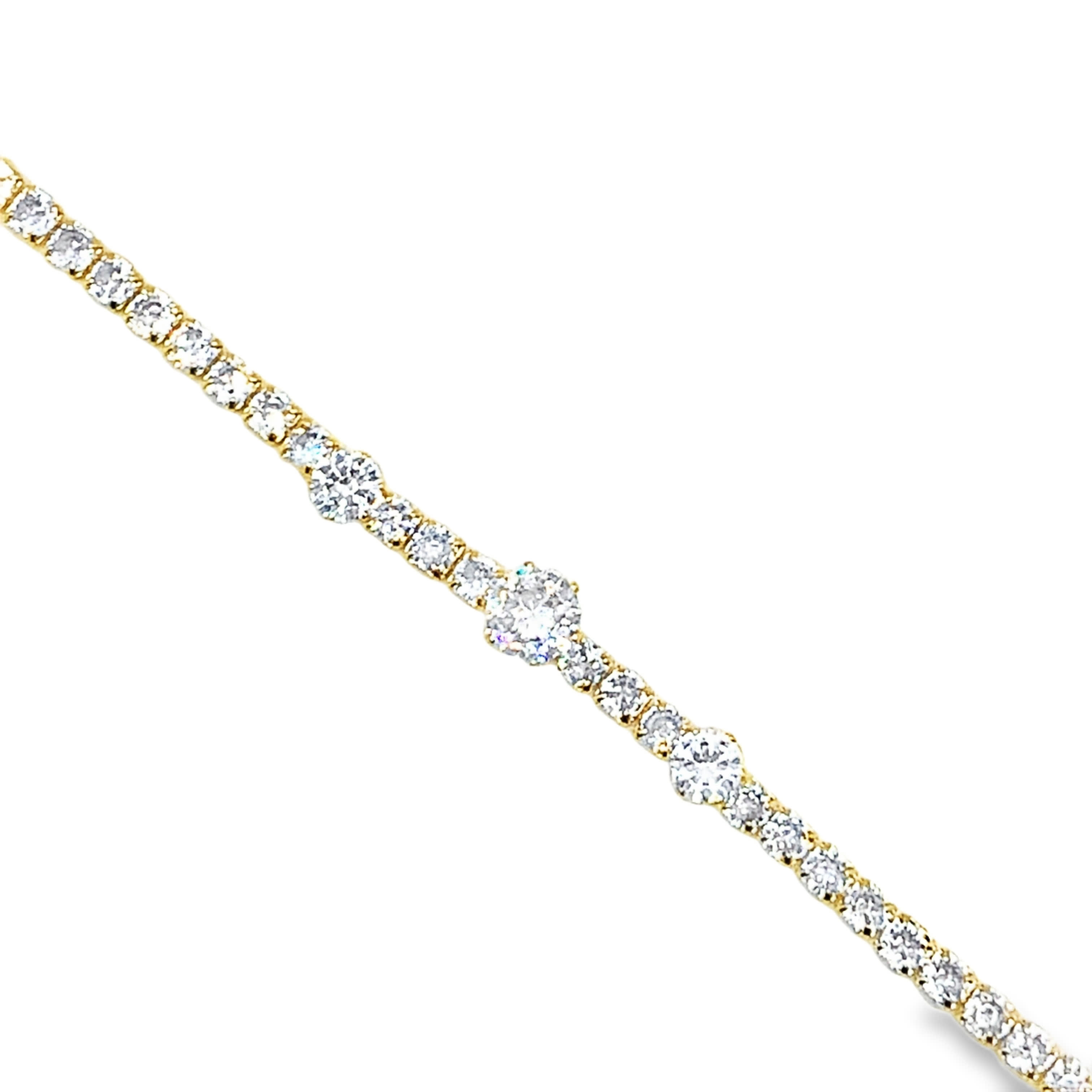 Bransoletka tenisowa z żółtego złota z diamentami