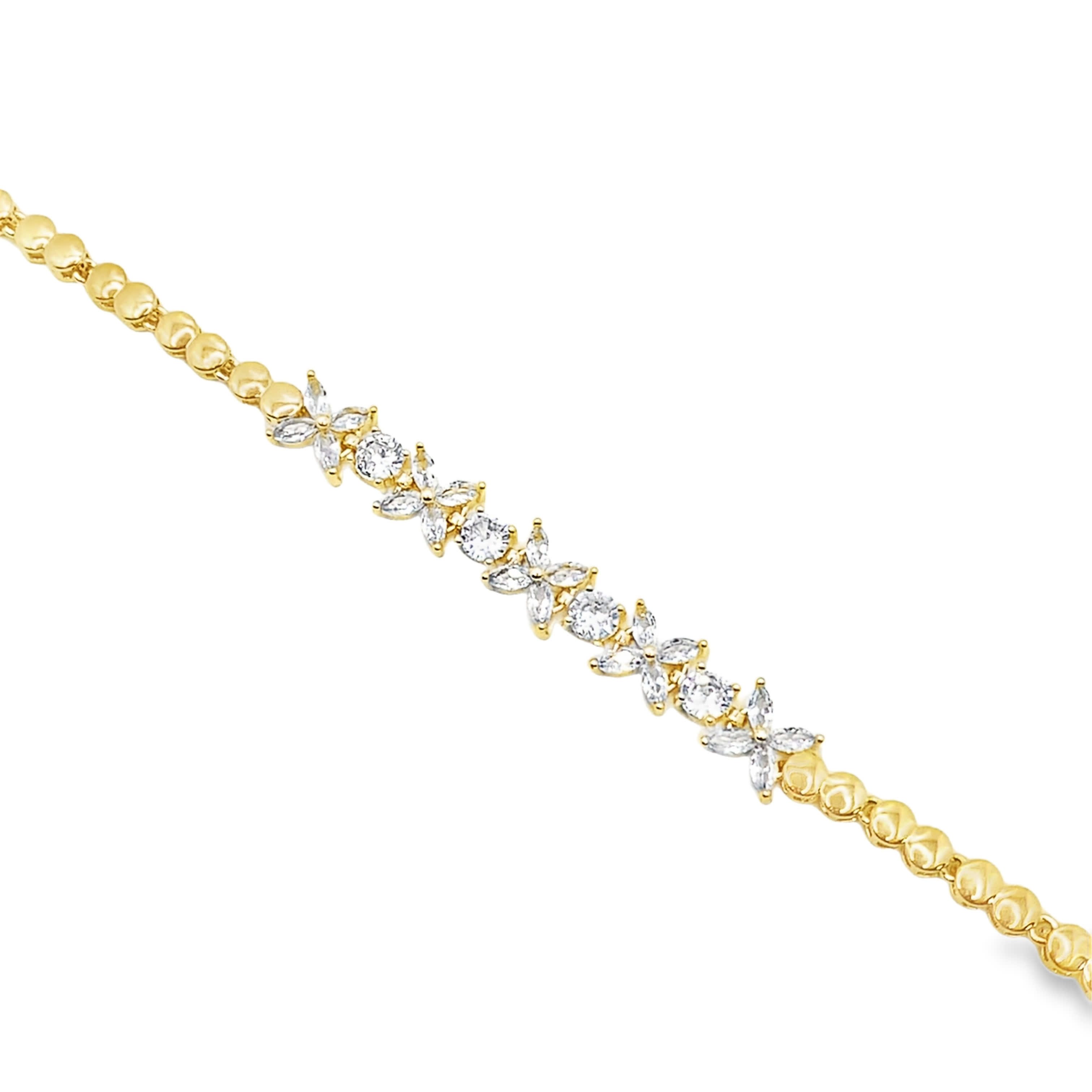 Bransoletka z żółtego złota z okrągłymi kryształami