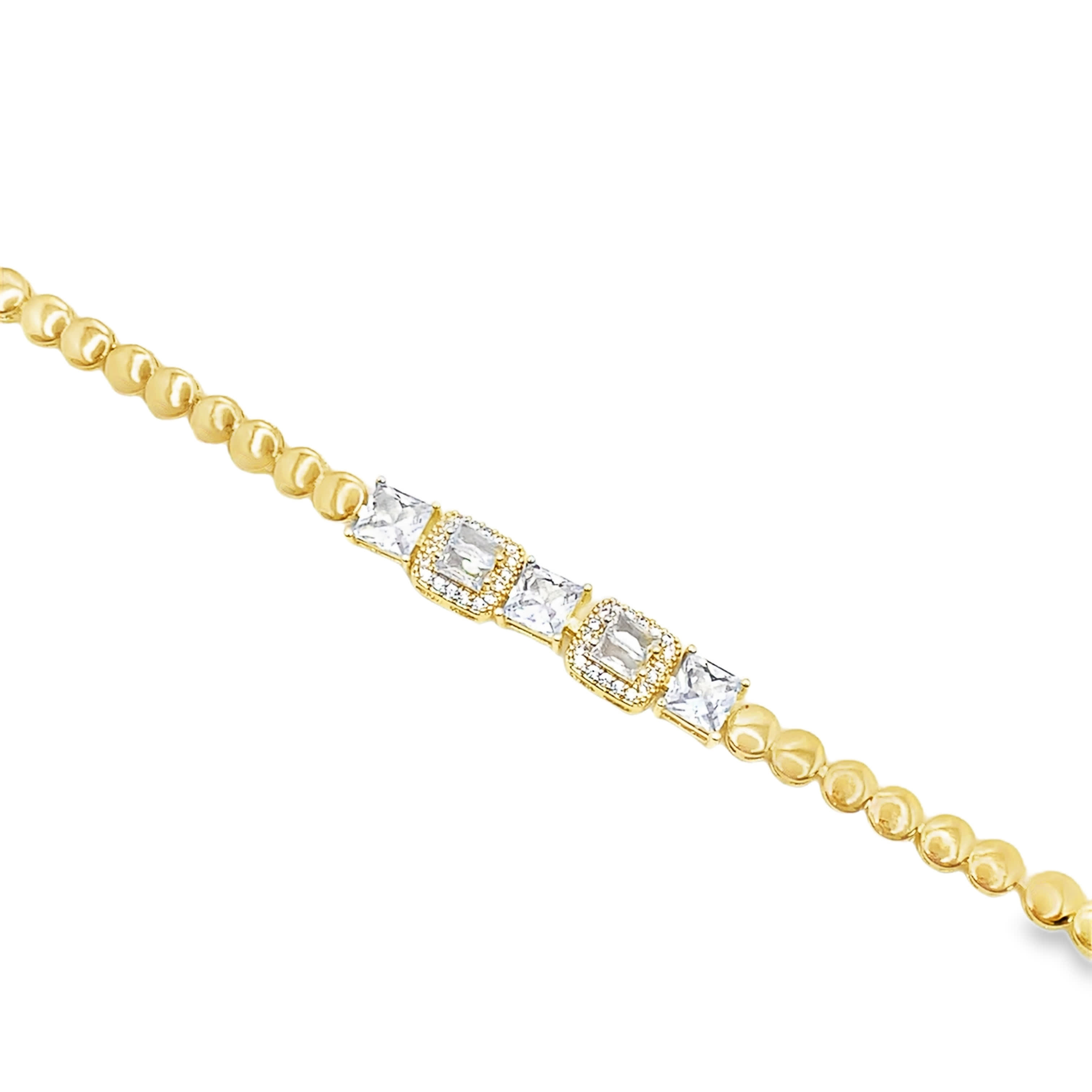 Bransoletka tenisowa z żółtego złota z kwadratowym diamentem