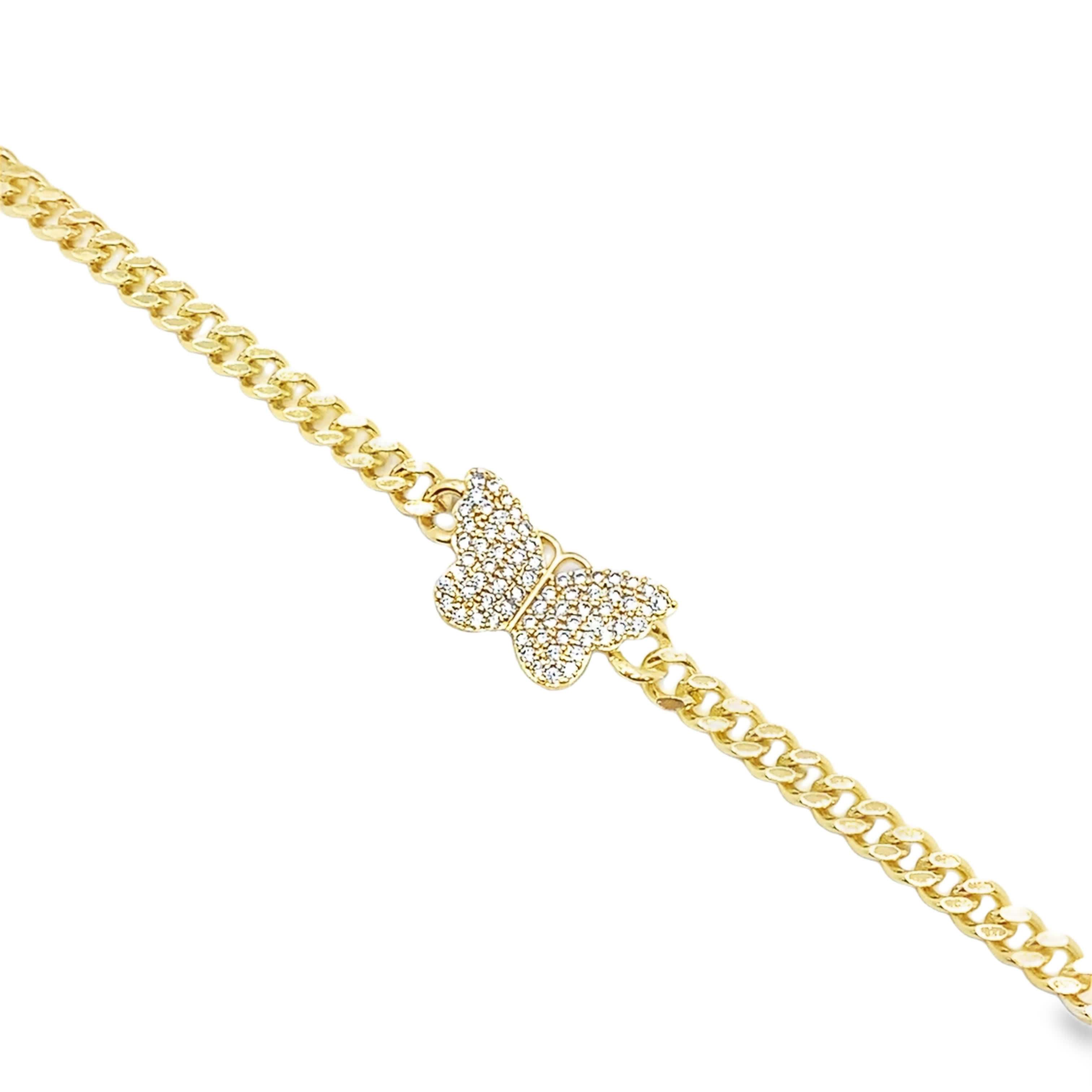 Bransoletka z żółtego złota z zawieszką w kształcie diamentu o szlifie okrągłym