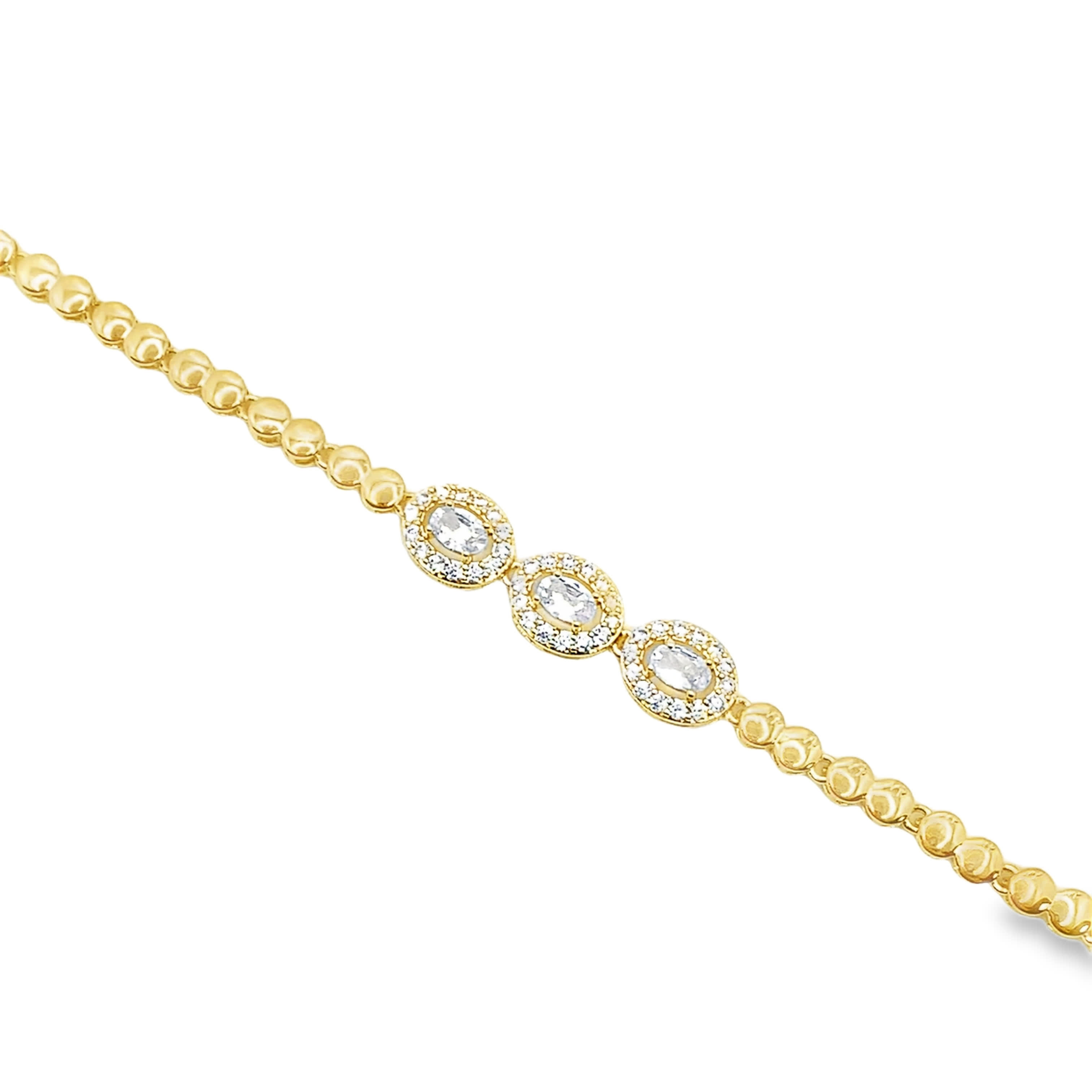 Bransoletka z żółtego złota z łańcuszkiem i diamentami o szlifie owalnym