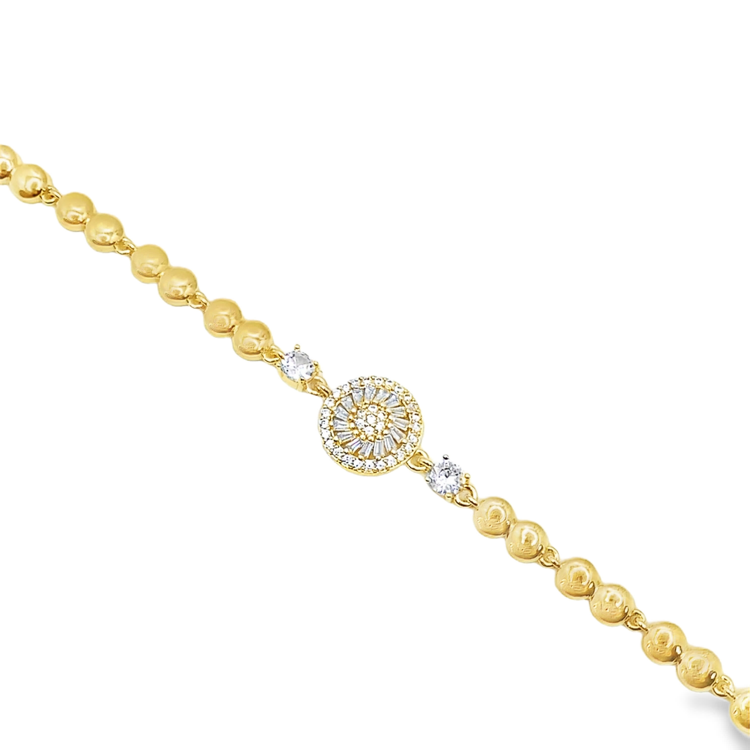 Bransoletka z żółtego złota z okrągłym diamentem o szlifie brylantowym