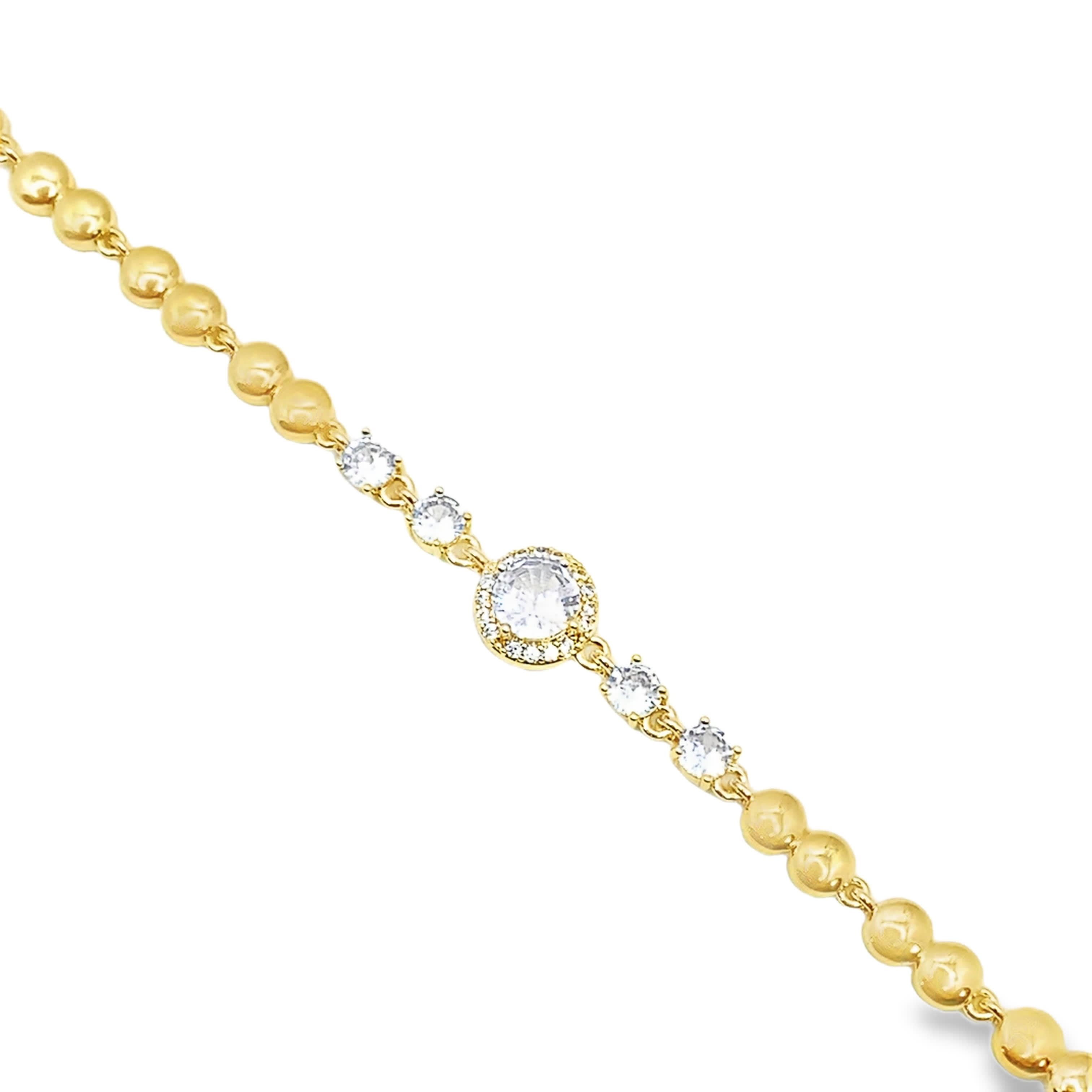 Bransoletka z żółtego złota z okrągłymi diamentami o szlifie brylantowym