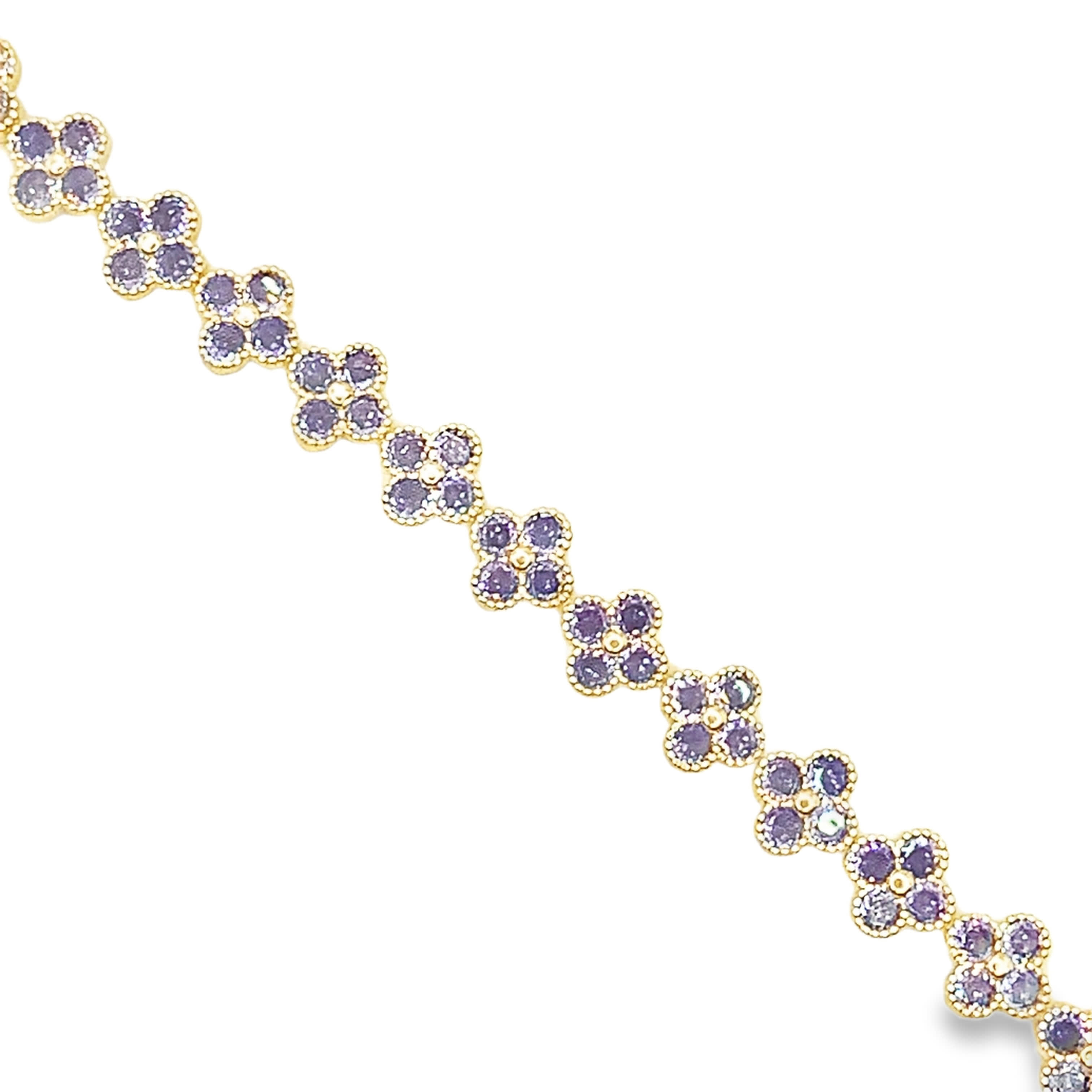 Bransoletka z łańcuszkiem z szafirów w kolorze fioletowo-fioletowym i żółtego złota