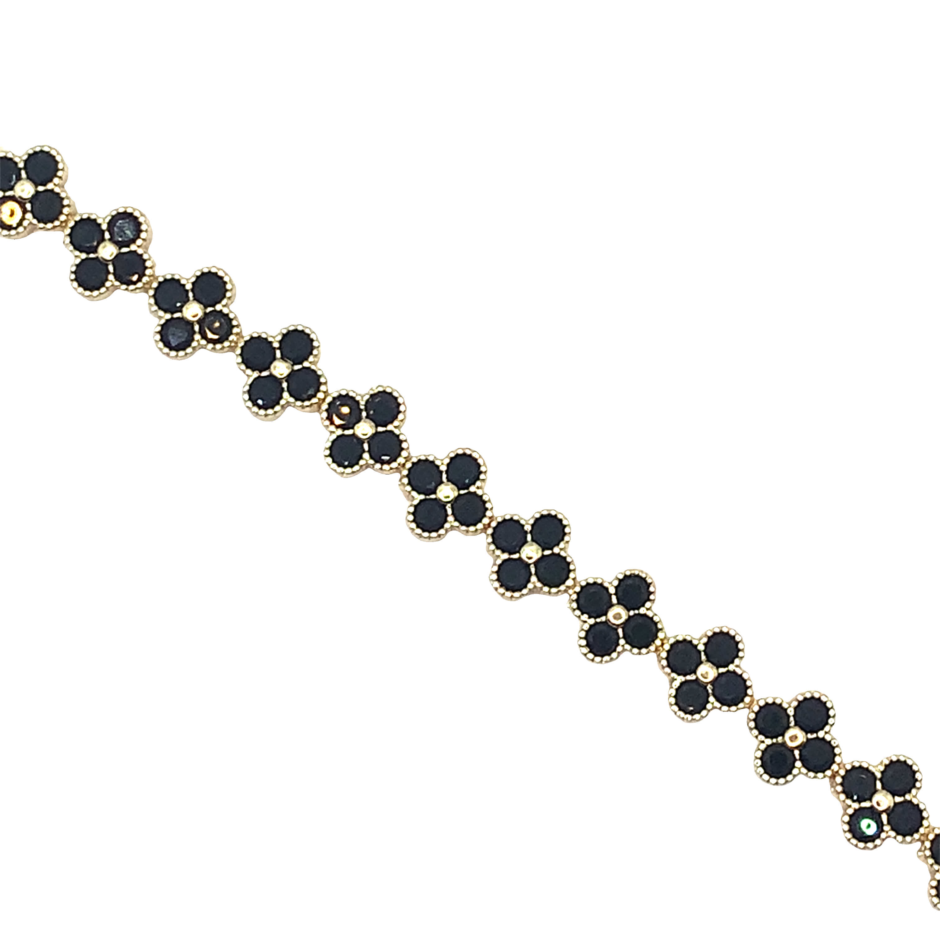 Bransoletka z żółtego złota z łańcuszkiem i akcentami onyksu