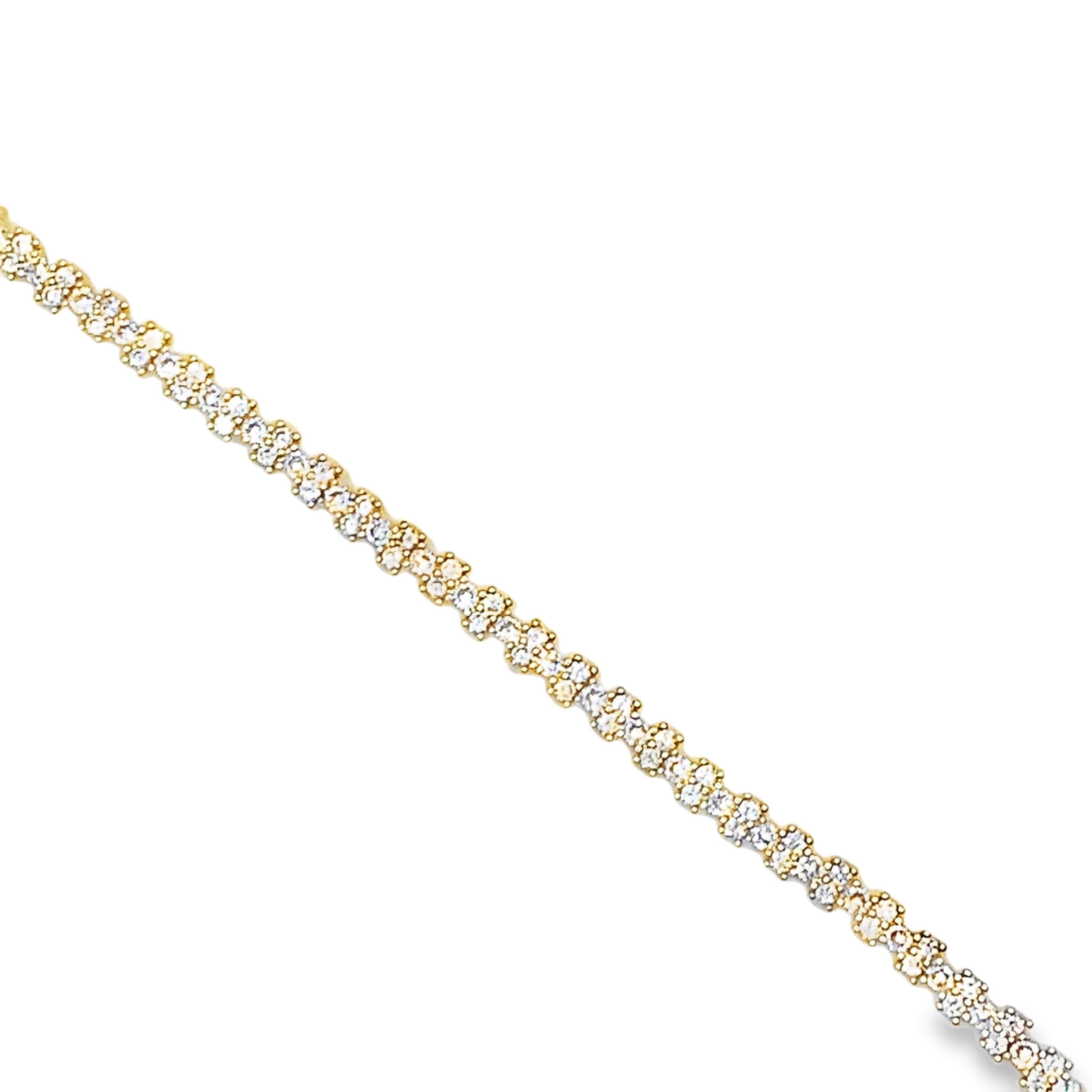 Bransoletka tenisowa z żółtego złota z okrągłymi diamentami