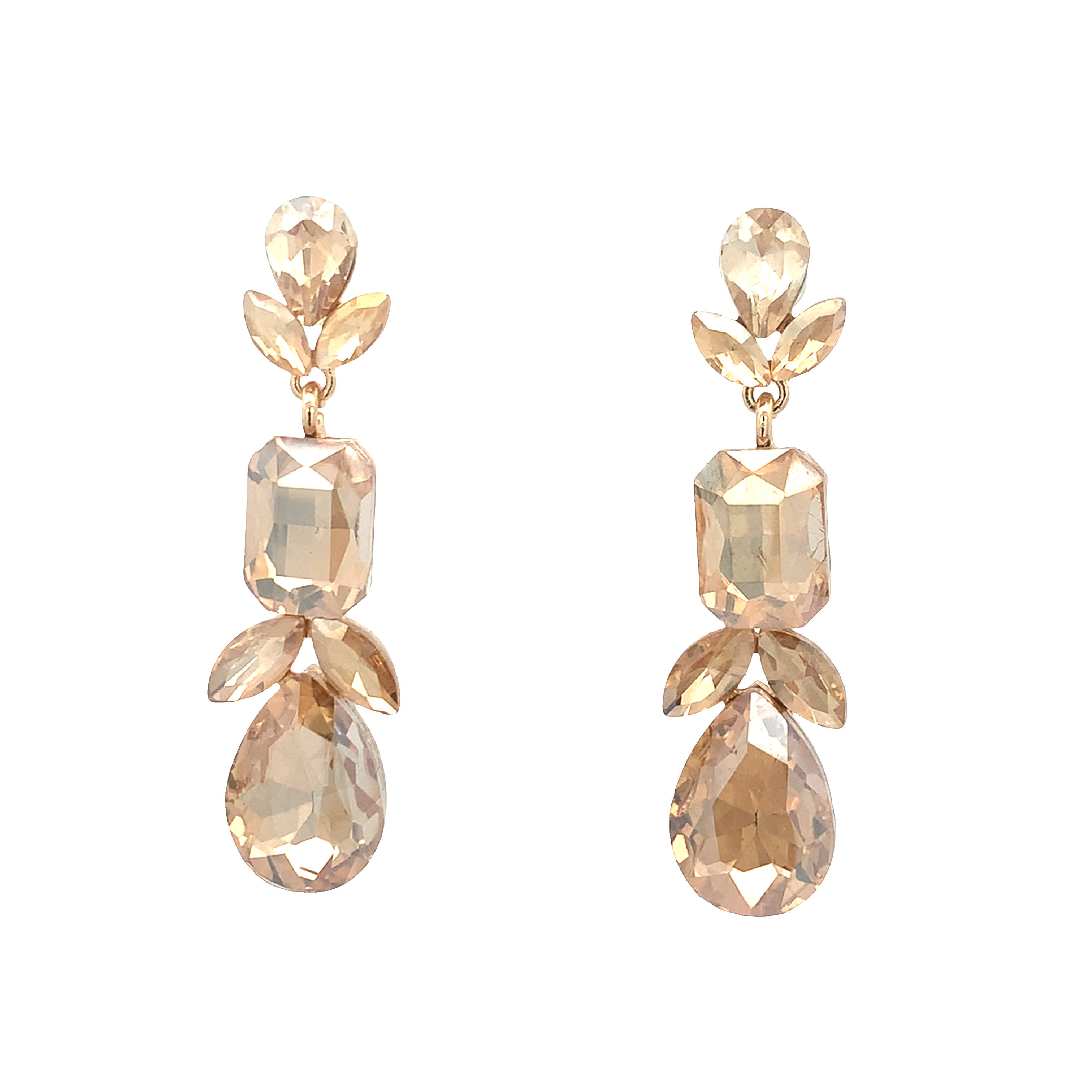 Kolczyki wiszące z żółtego złota z kryształkami kaboszonowymi