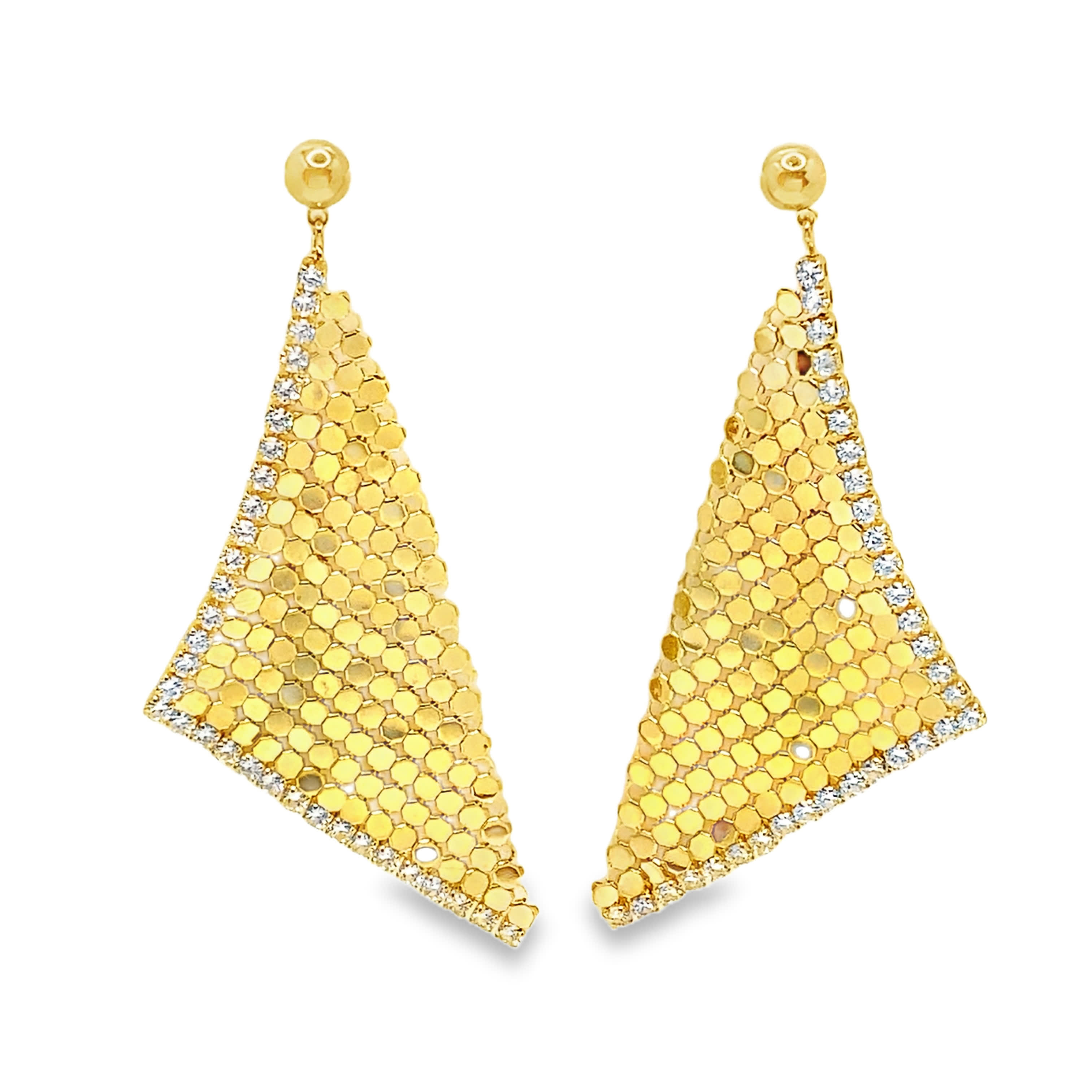 Kolczyki wiszące z żółtego złota z okrągłymi diamentami