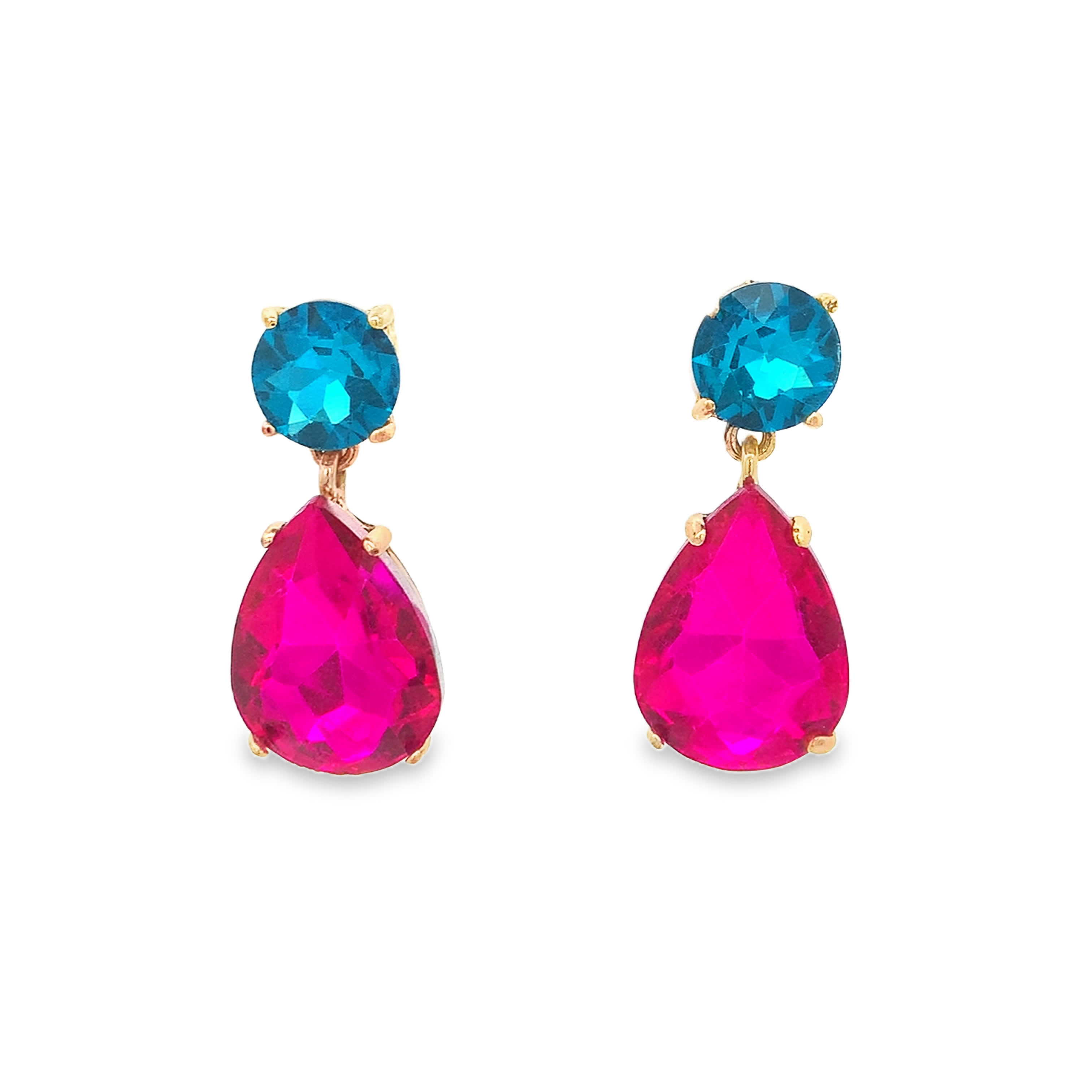 Kolczyki z żółtego złota z fioletowym kryształem