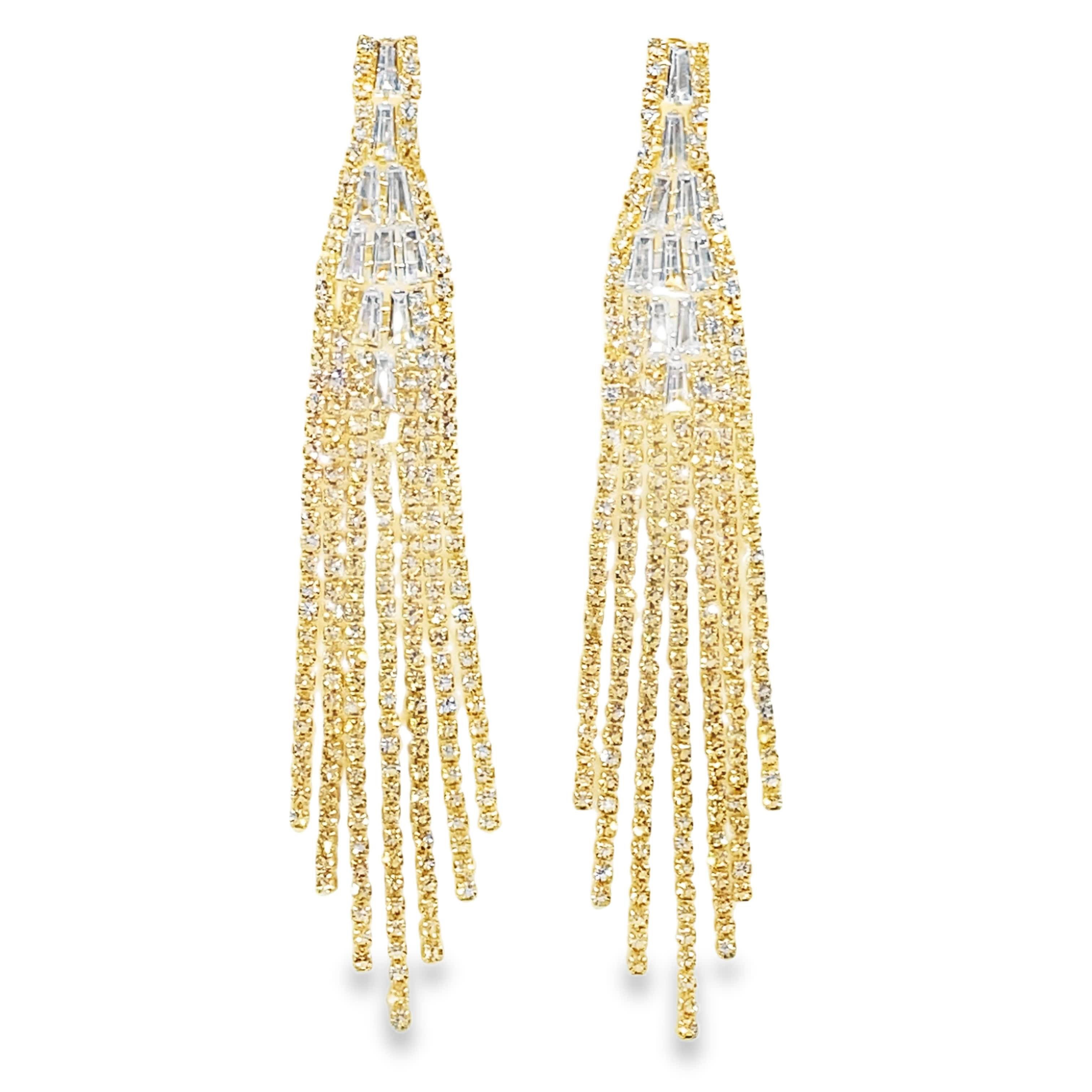 Kolczyki z kryształkami o szlifie brylantowym w odcieniu żółtego złota