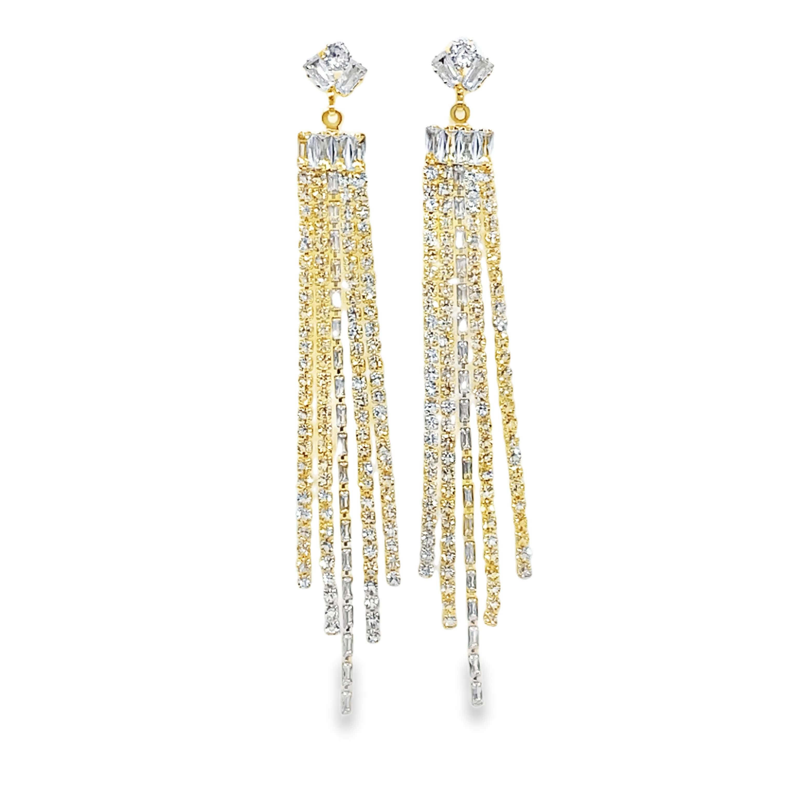 Eleganckie wiszące kolczyki z żółtego złota z kryształkami