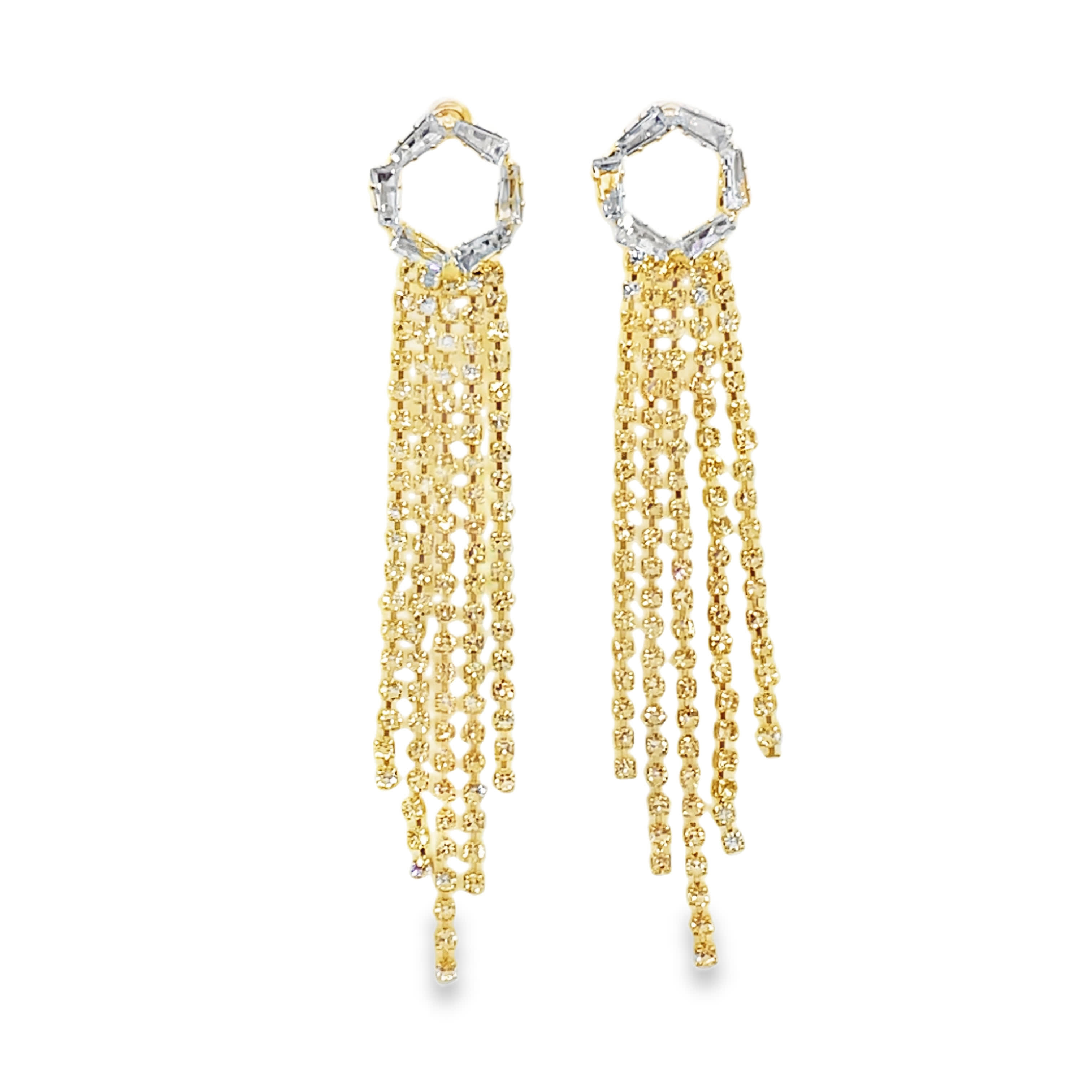 Olśniewające wiszące kolczyki z kryształkami w odcieniu żółtego złota