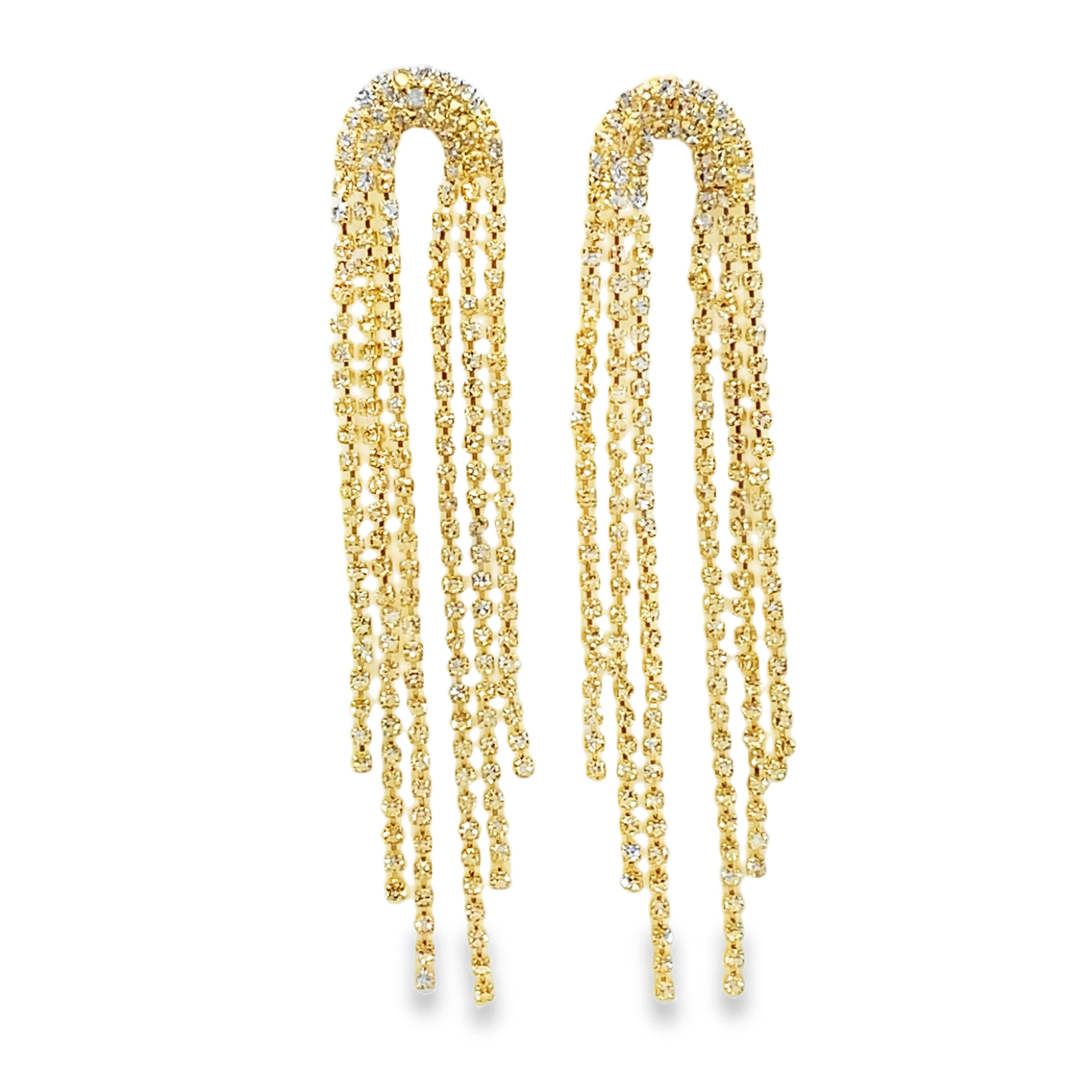 Kolczyki wiszące z żółtego złota z kryształowymi koralikami