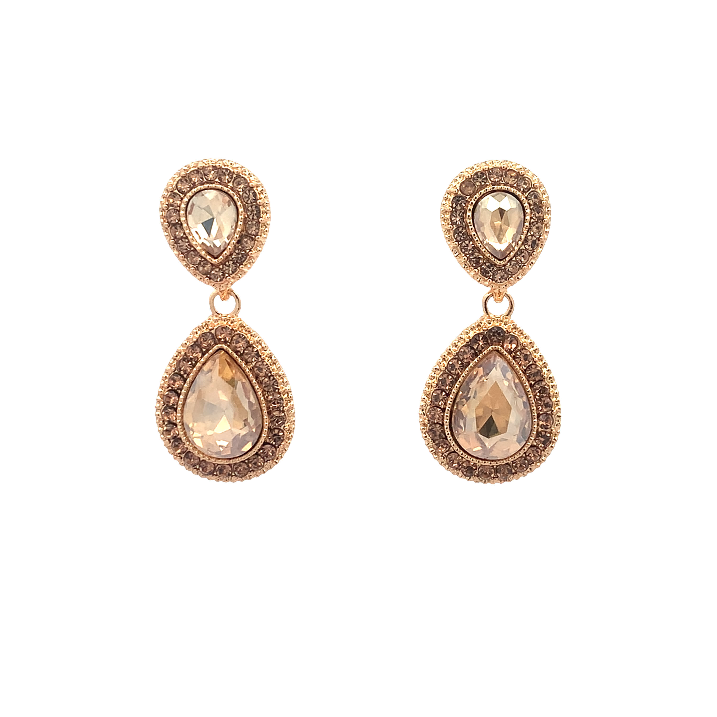 Kolczyki z żółtego złota z kryształkami w szlifie gruszkowym