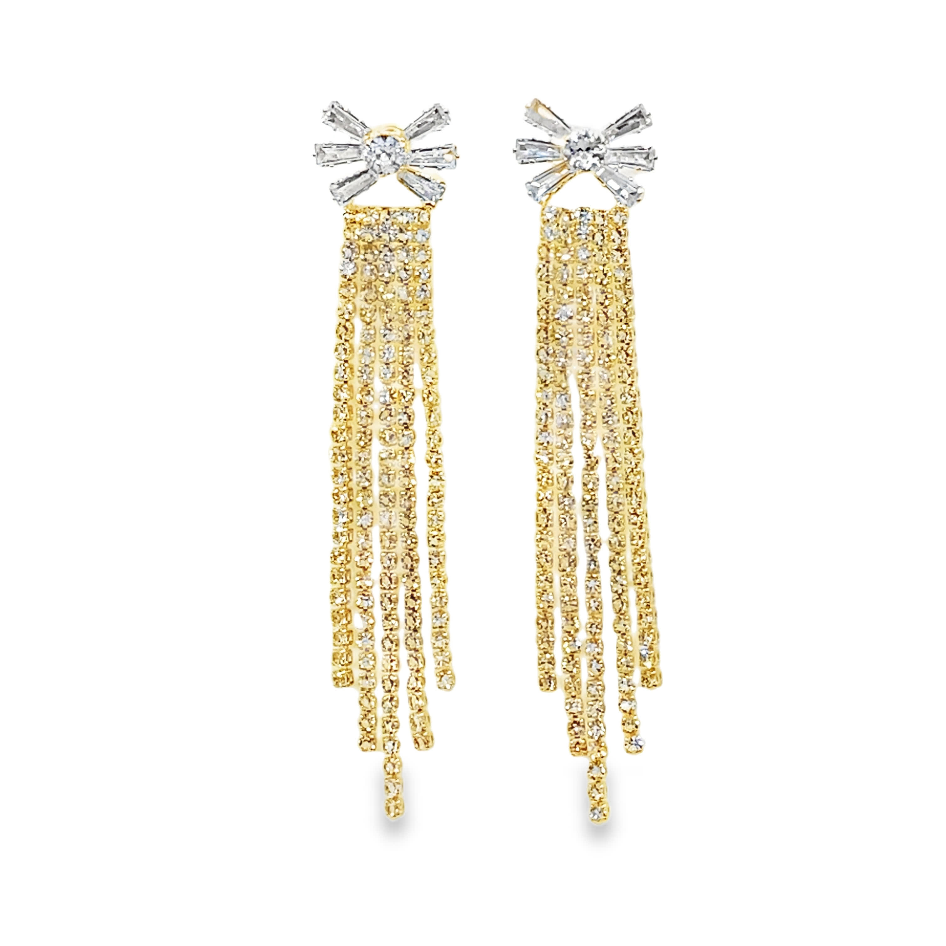 Kolczyki wiszące z żółtego złota z okrągłymi diamentami