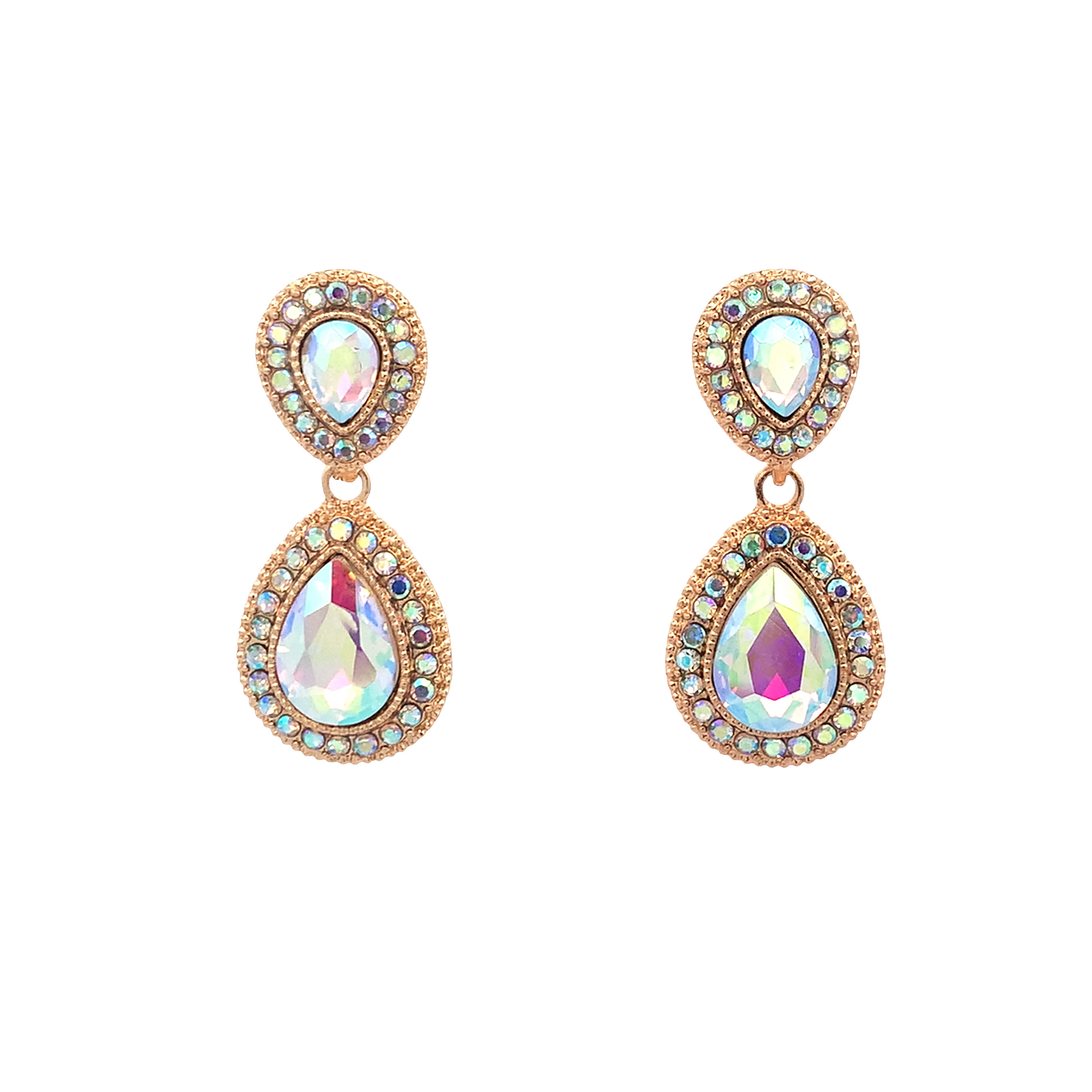 Kolczyki z żółtego złota z kryształem w kształcie gruszki