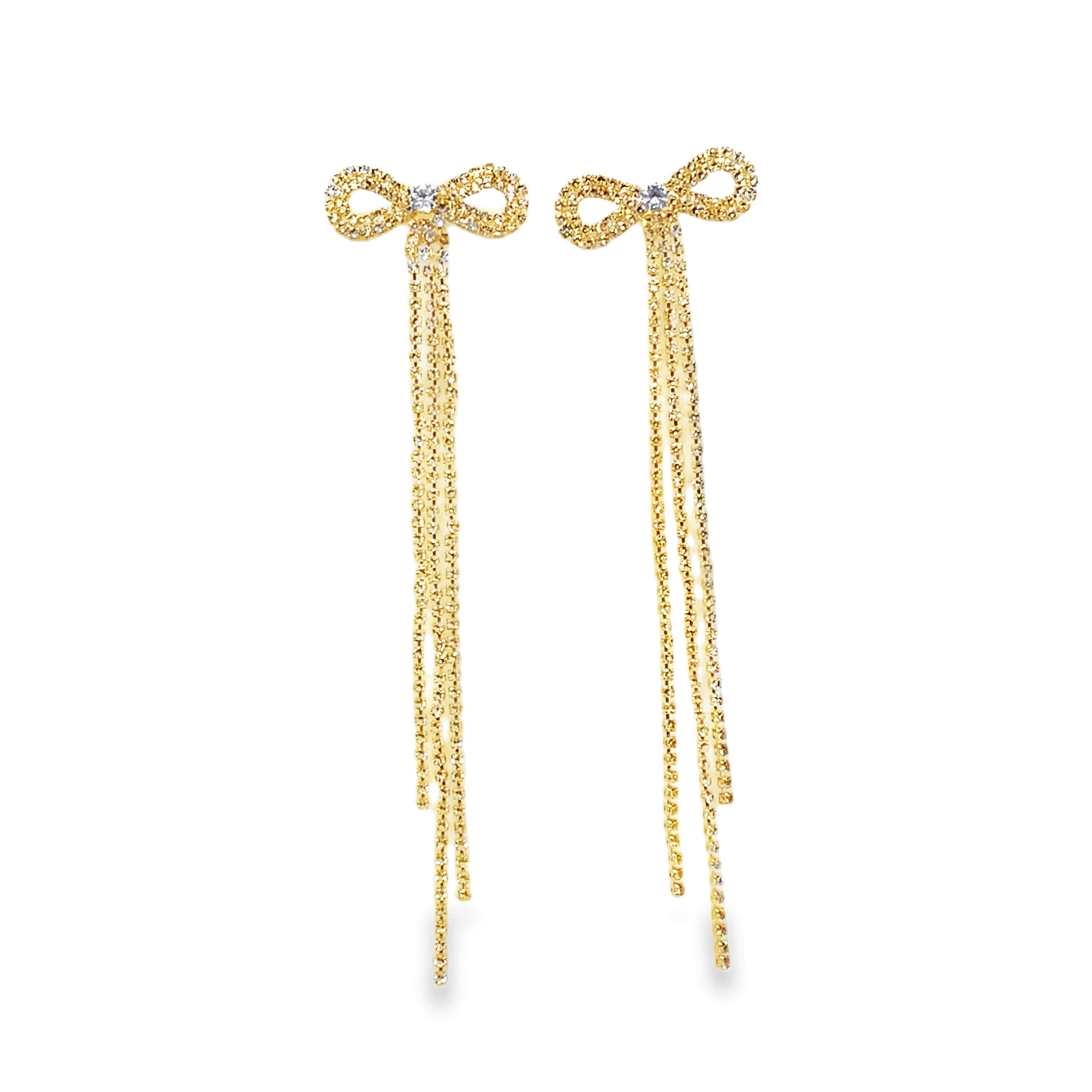 Kolczyki wiszące z żółtego złota z kryształowymi koralikami o szlifie brylantowym