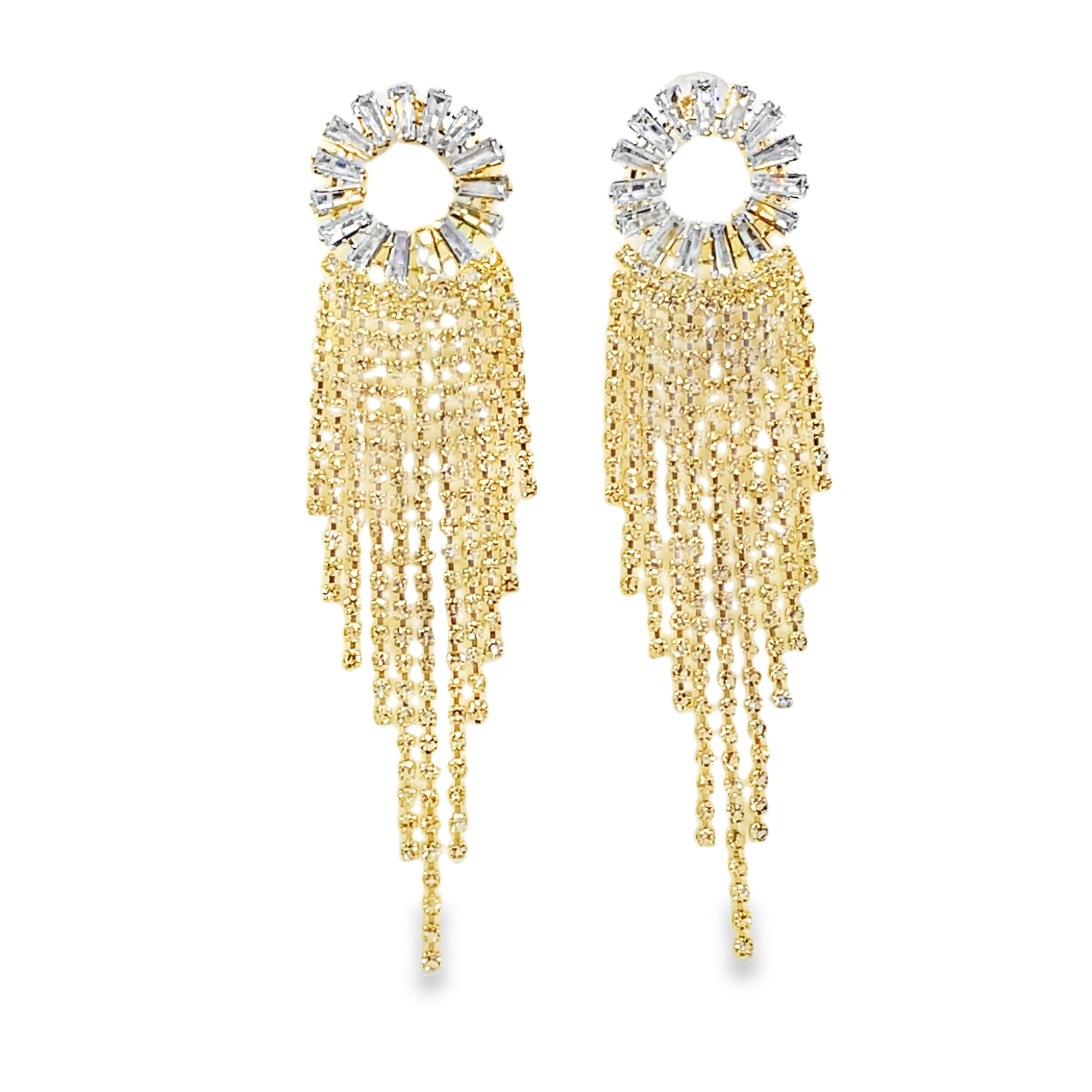 Kolczyki z kryształkami z żółtego złota z kaskadowym wzorem