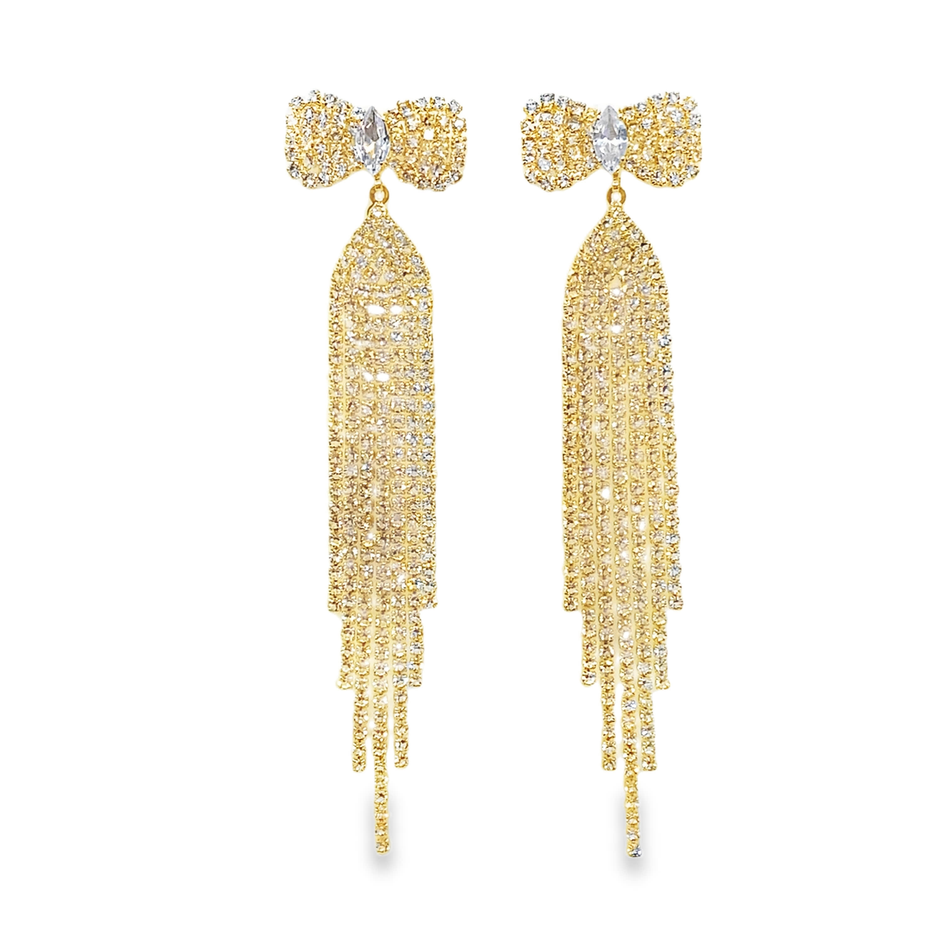 Kolczyki wiszące z kryształkami w kształcie okrągłych koralików w żółtym złocie o szlifie kaboszonowym