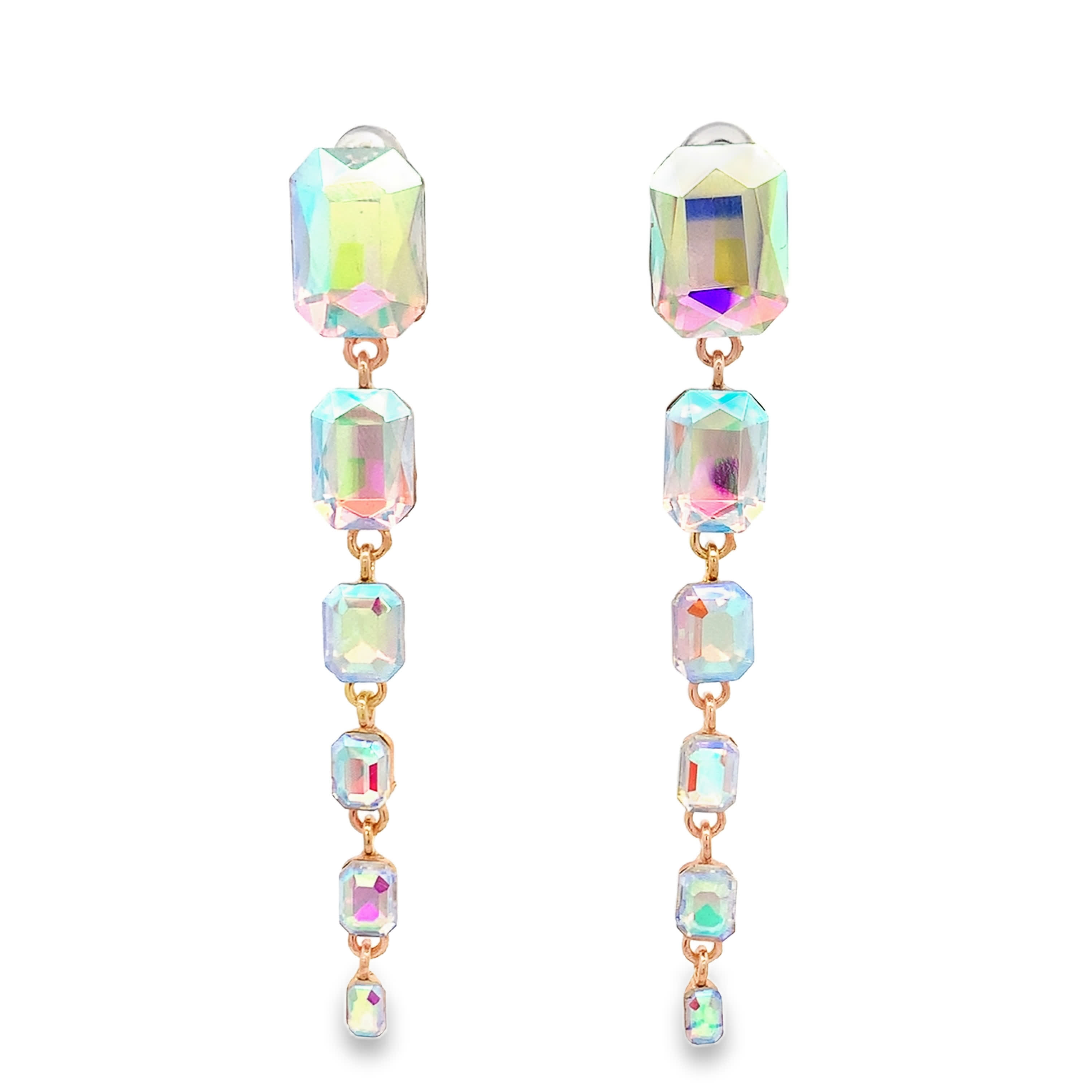 Kolczyki wiszące z żółtego złota z kryształami o szlifie szmaragdowym