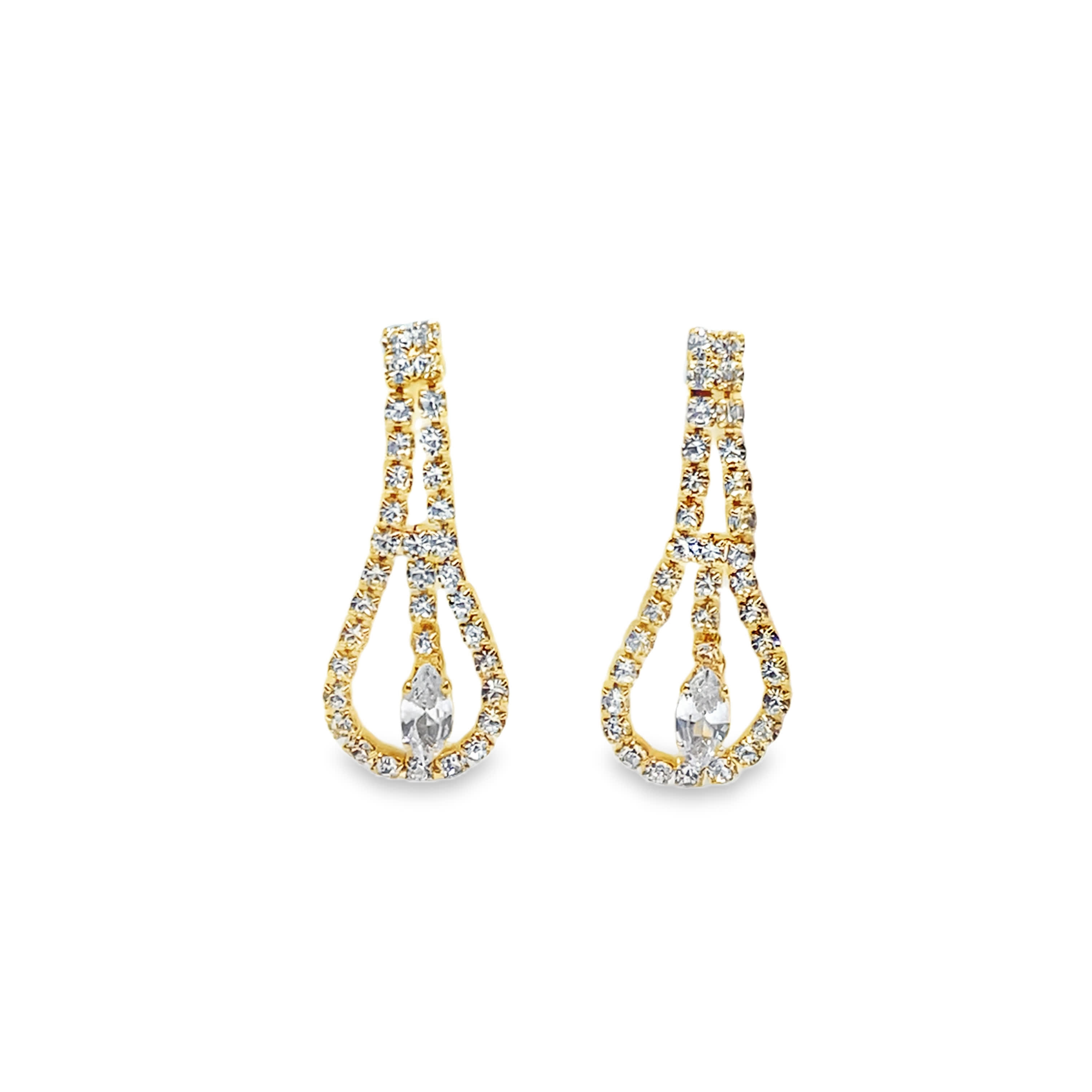 Kolczyki z żółtego złota z kryształami o szlifie gruszkowym