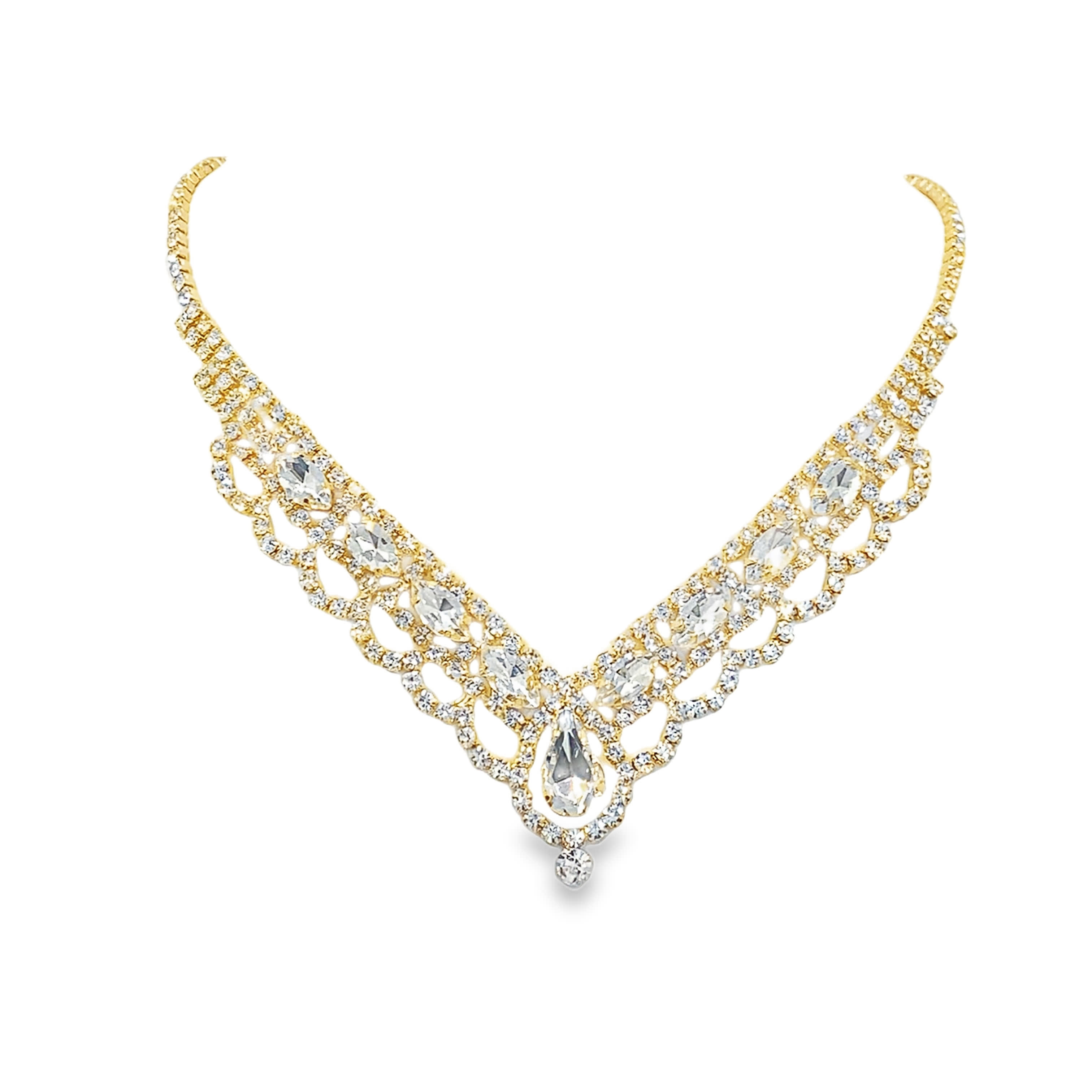 Naszyjnik z żółtego złota z diamentami w szlifie gruszkowym