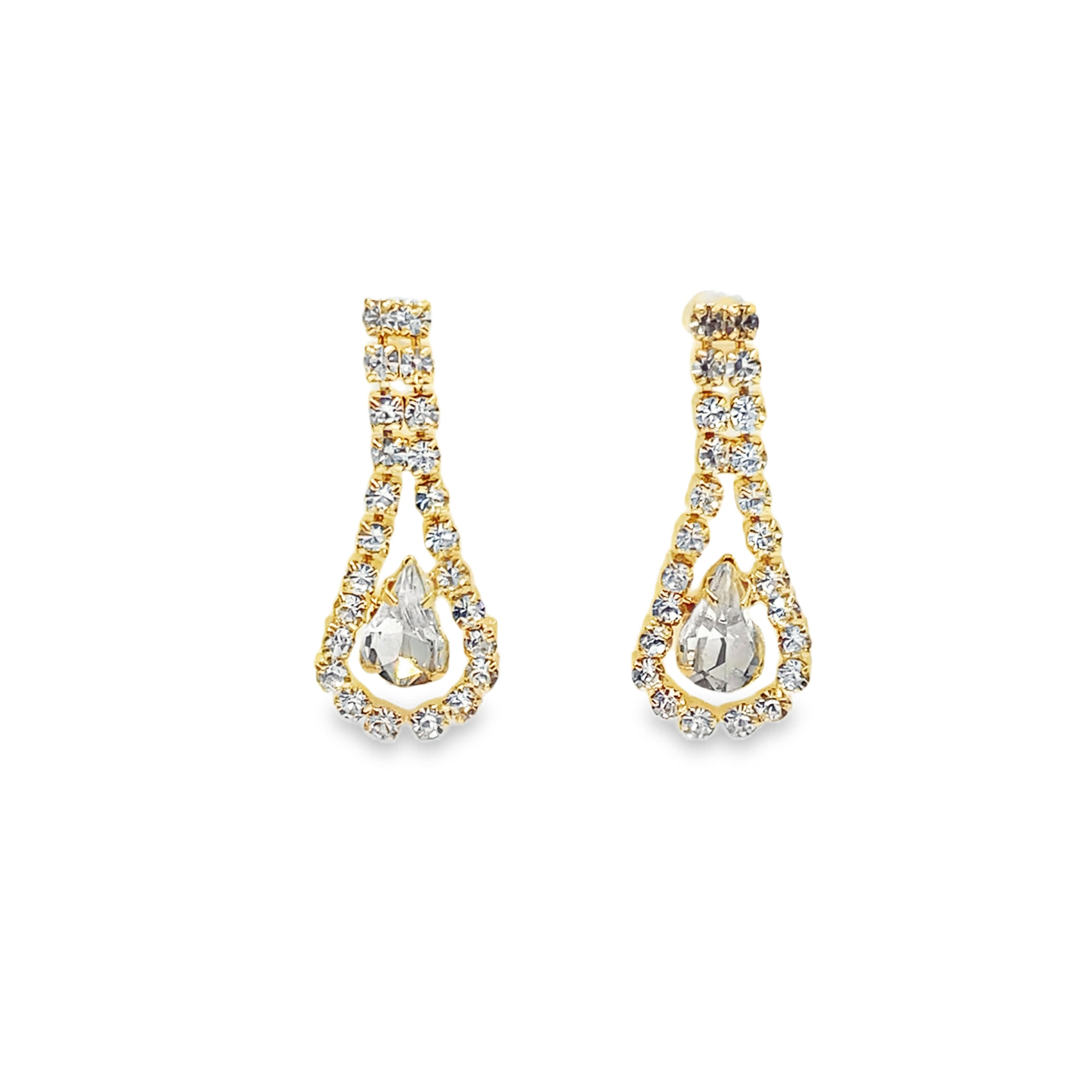 Kolczyki wiszące z żółtego złota z kryształem o szlifie gruszkowym