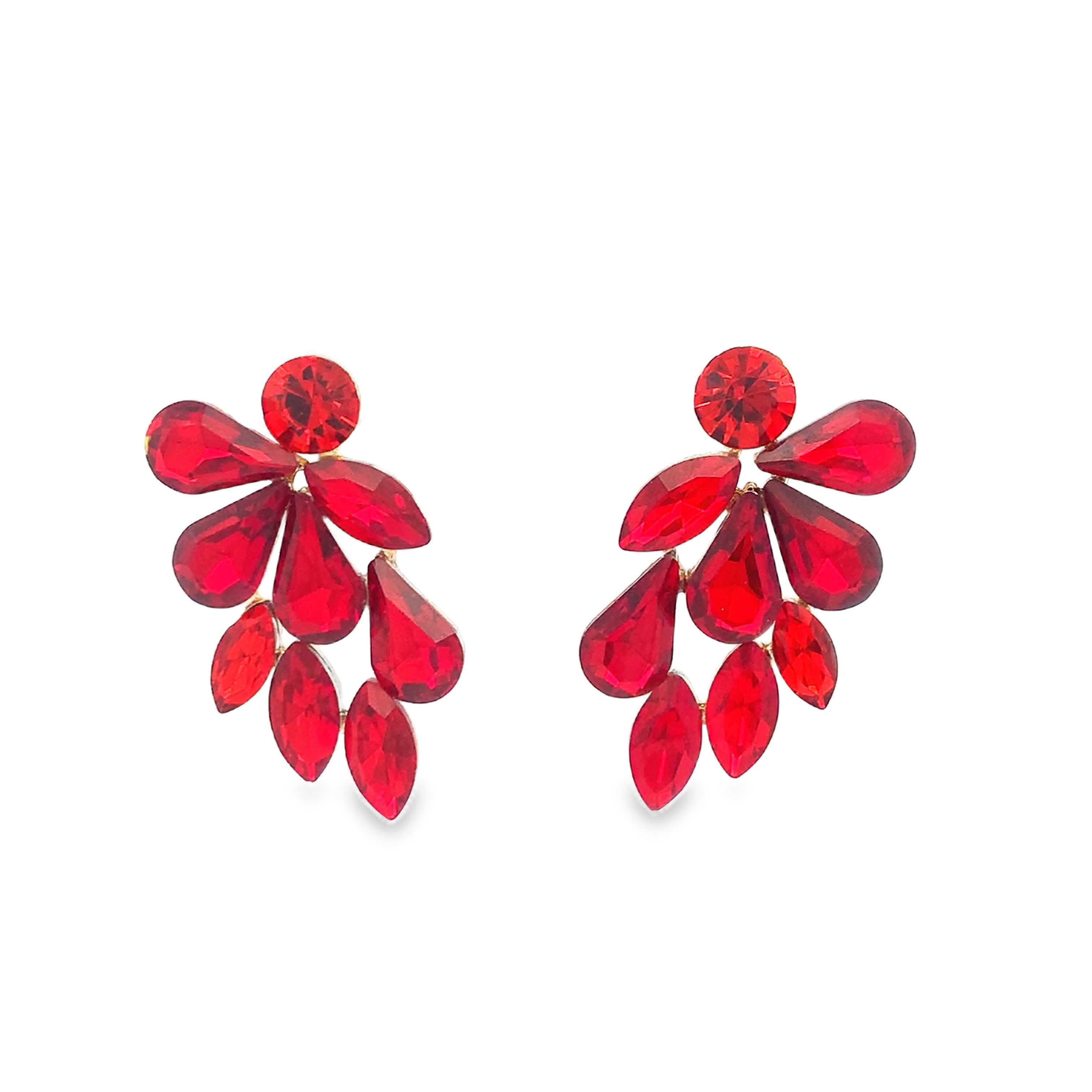 Kolczyki wiszące z żółtego złota z kaboszonami z rubinów w kształcie gruszki