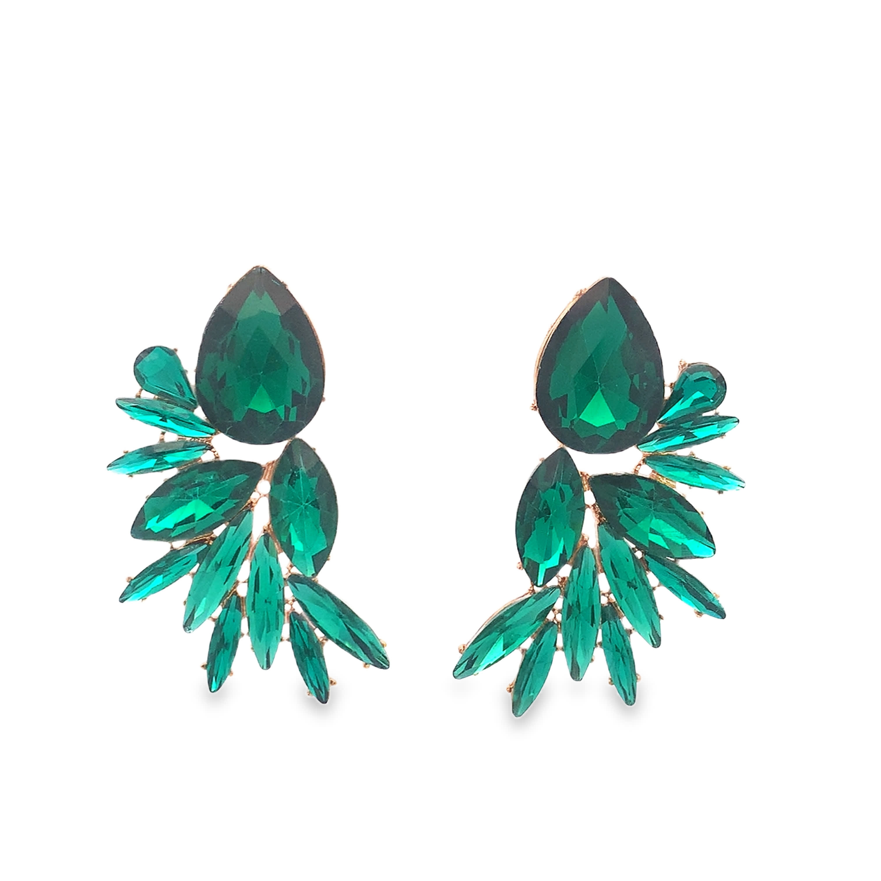 Kolczyki ze szmaragdowym kaboszonem i wykończeniem z żółtego złota