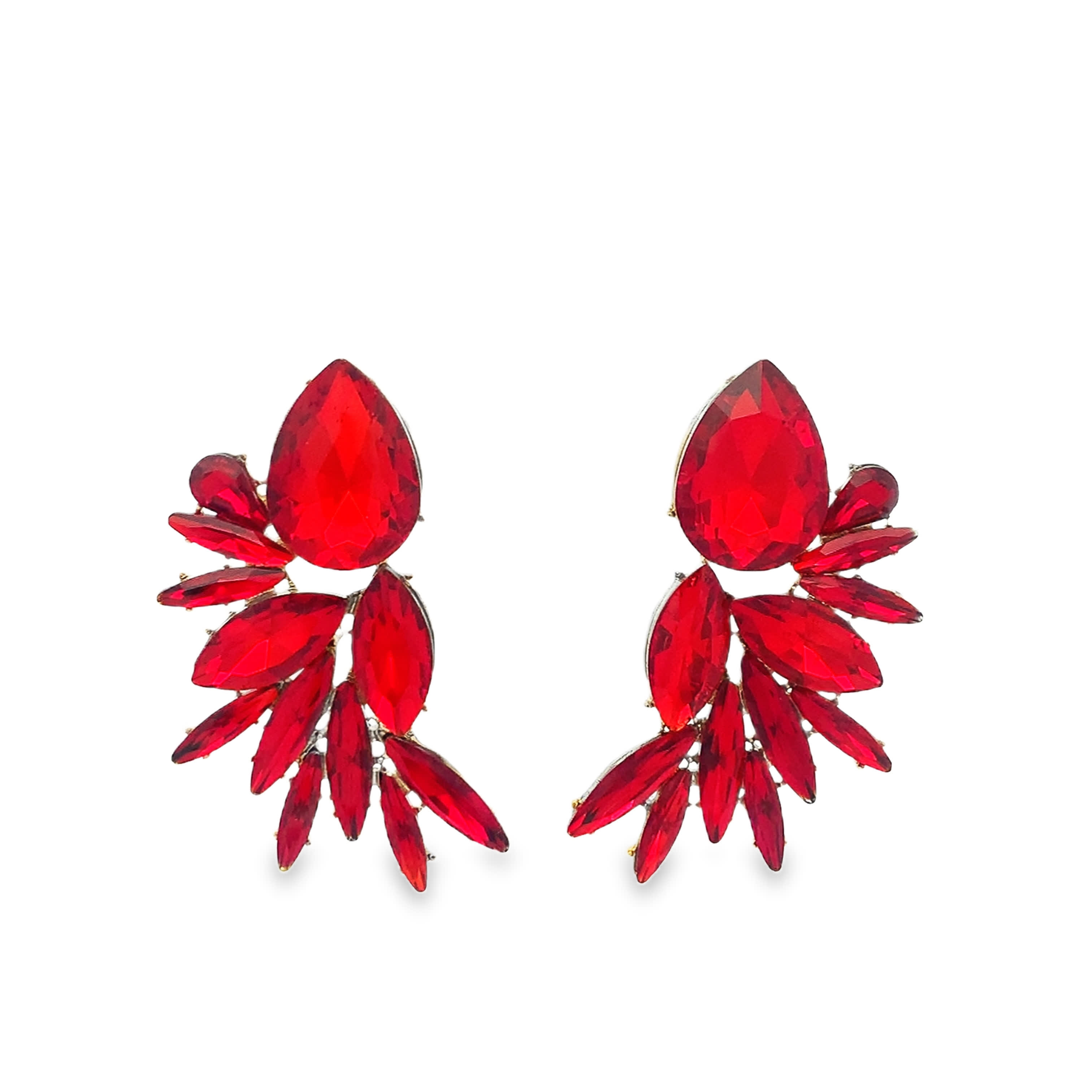 Kolczyki wiszące z żółtego złota z rubinem w kształcie gruszki