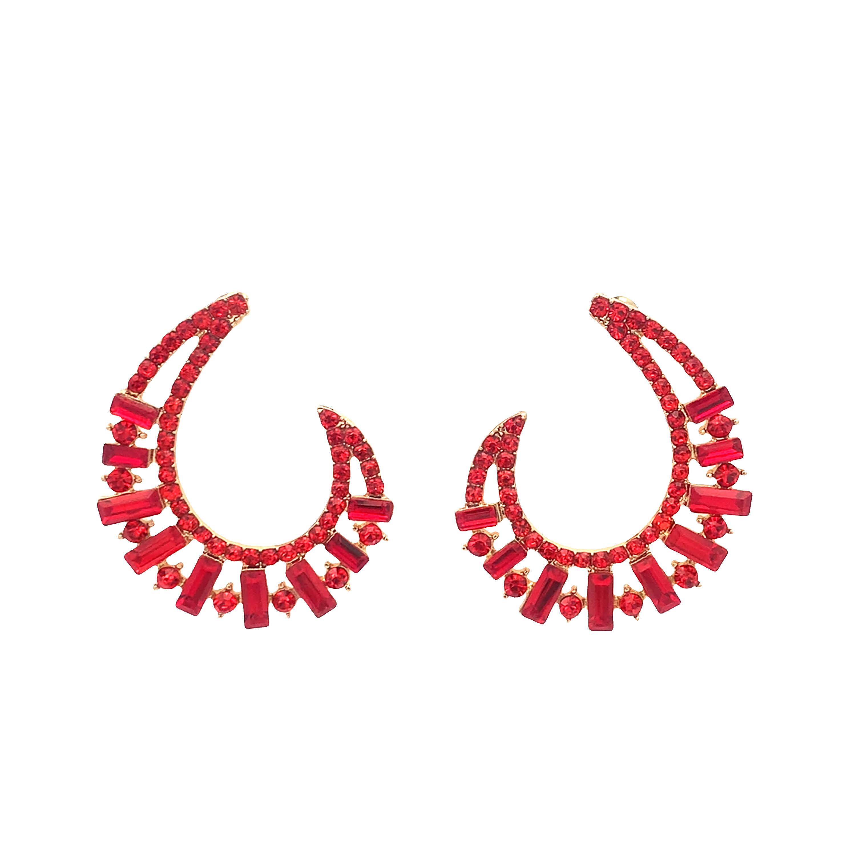 Kolczyki koła z rubinu i żółtego złota