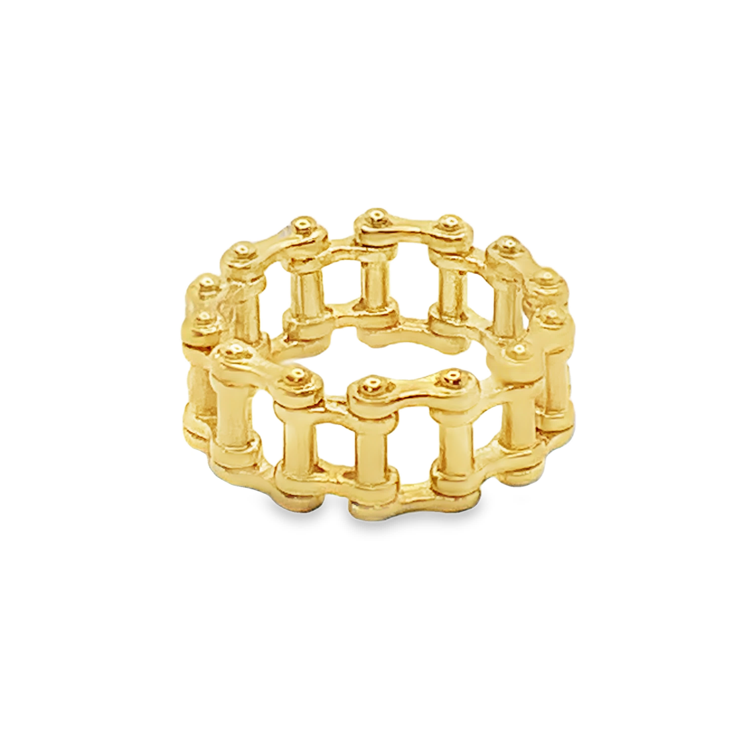 Pierścionek z ogniwami łańcuszka z żółtego złota