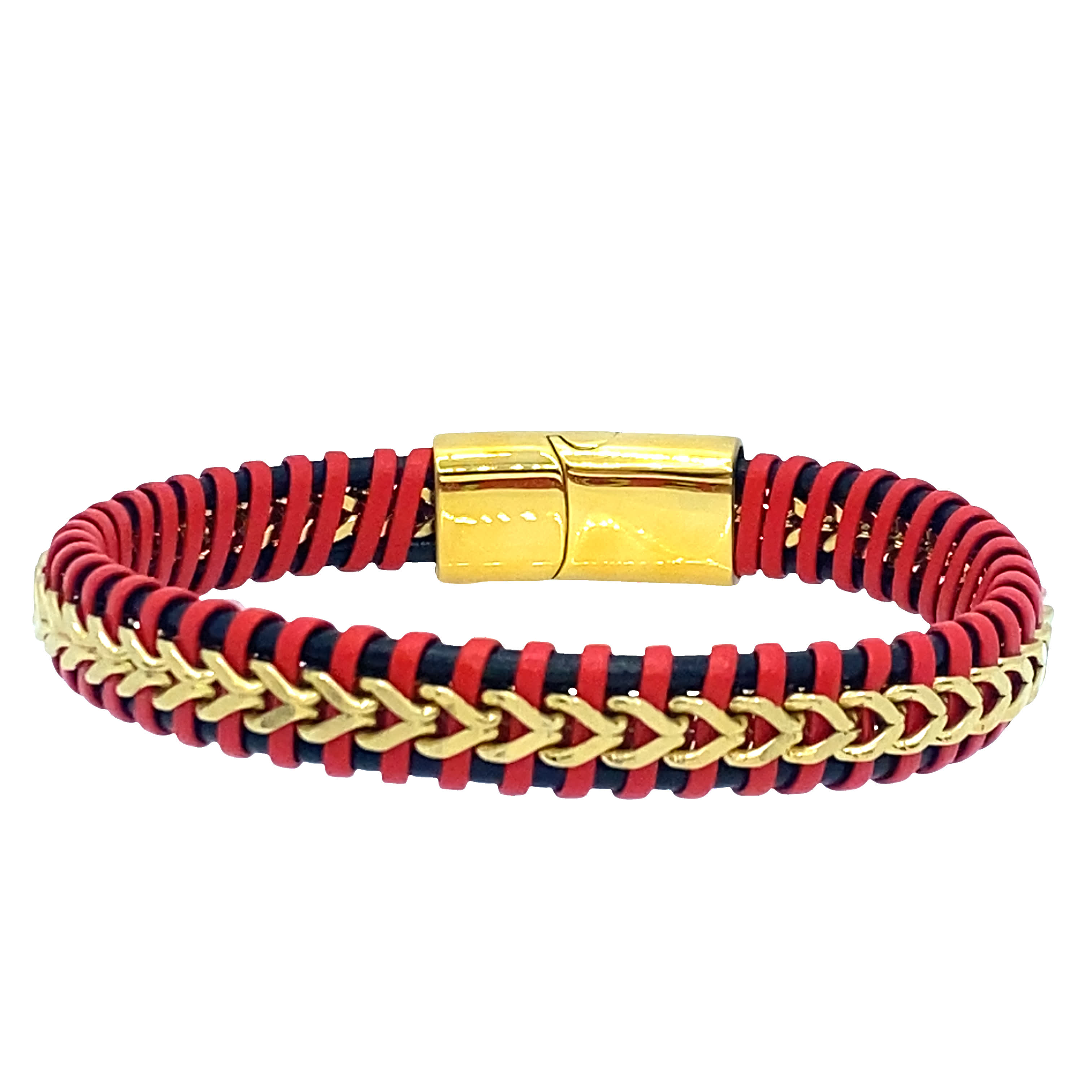 Męska pleciona bransoletka łańcuszkowa w kolorze złocistym, bez metalu