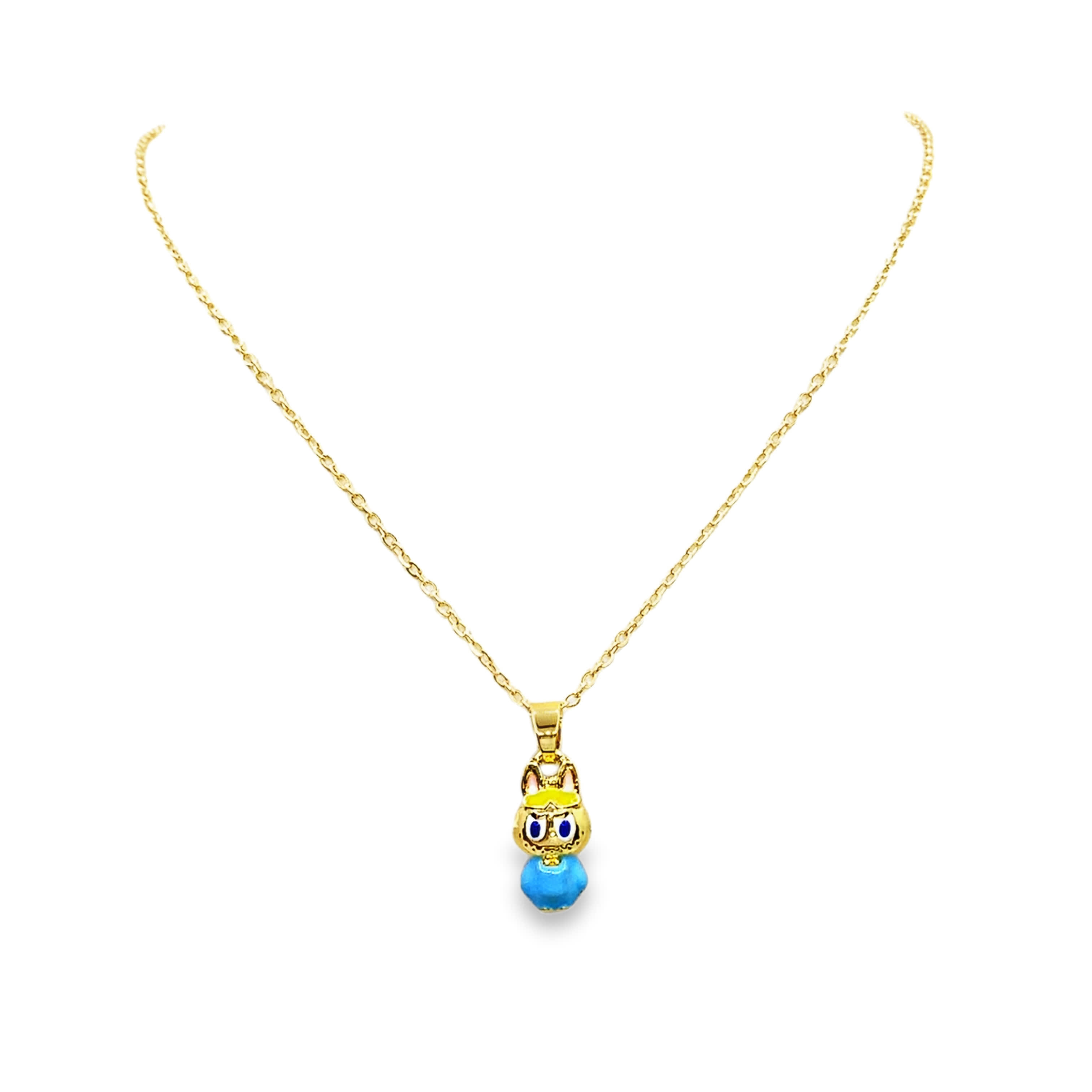 Fantazyjny naszyjnik z zawieszką z żółtego złota z motywem kreskówek