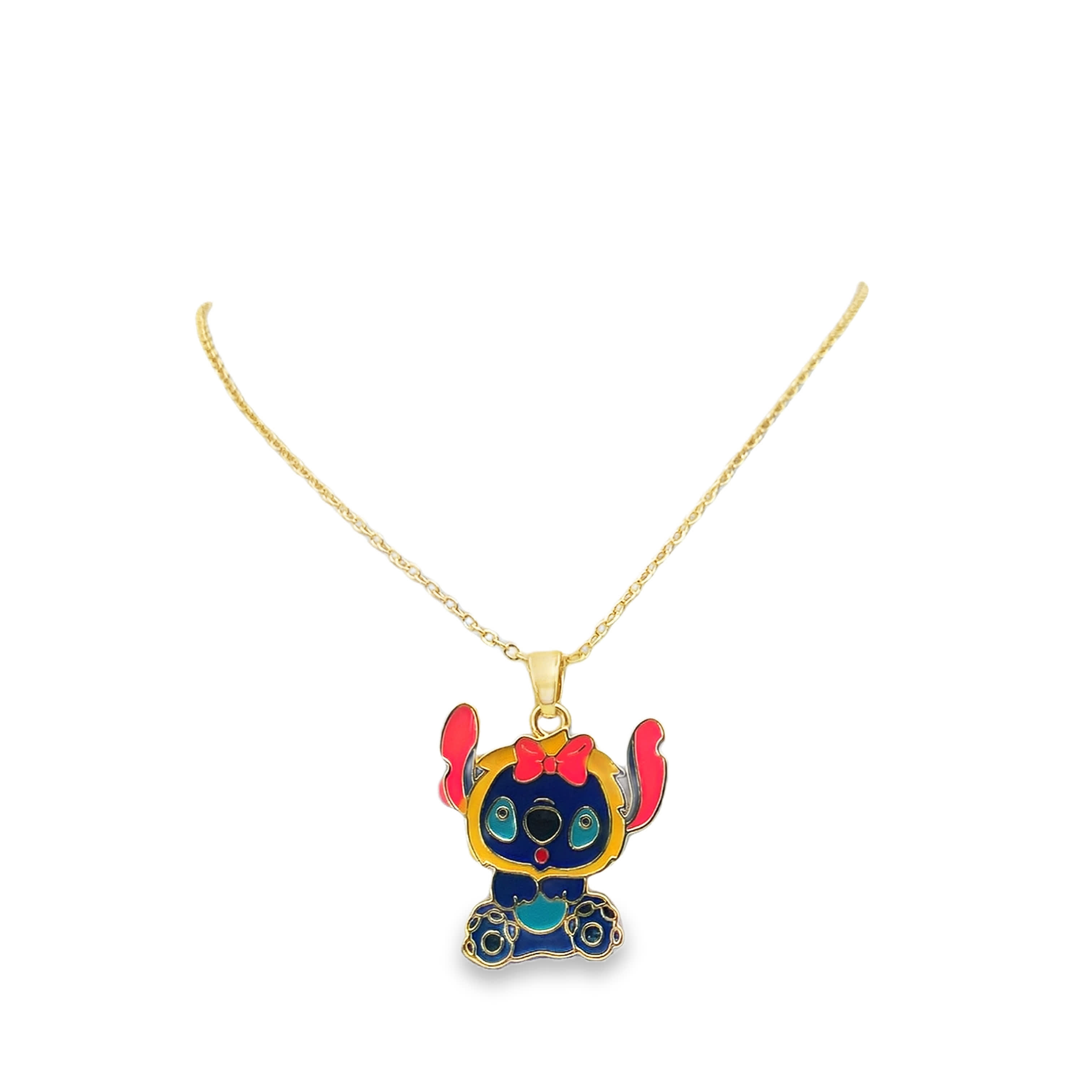 Naszyjnik z zawieszką z żółtego złota z zawieszką z emalii